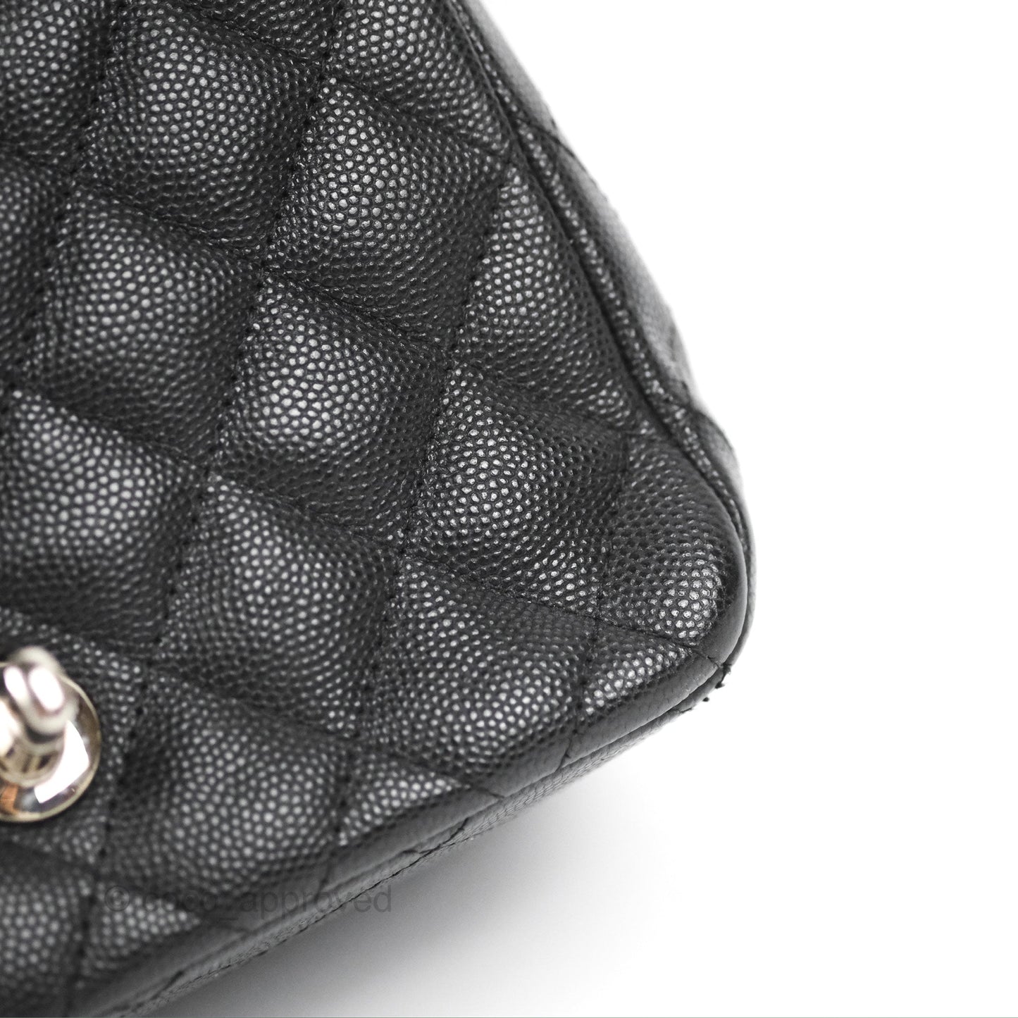 Chanel Quilted Mini Square Flap Black Caviar Silver Hardware