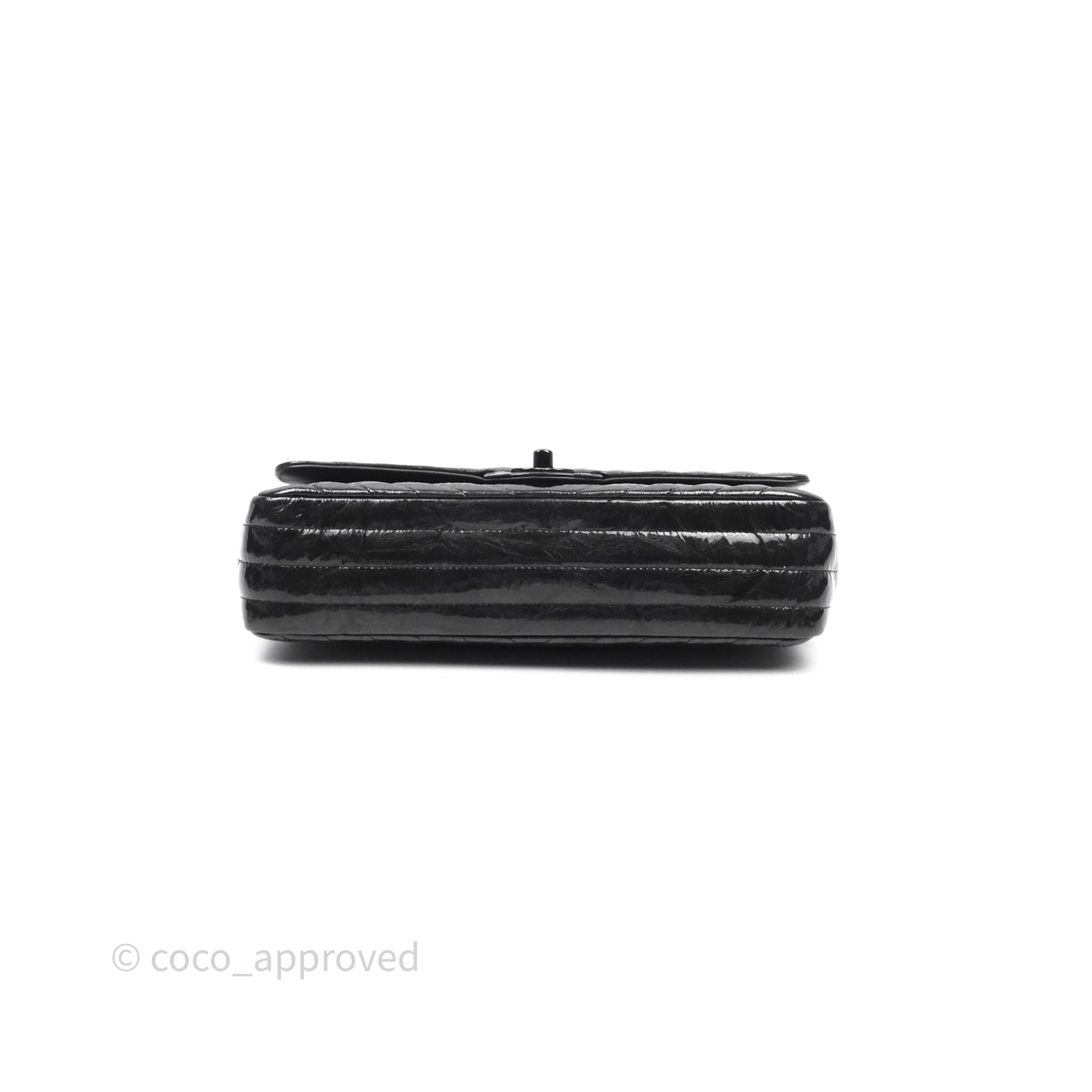 Chanel Classic Chevron M/L Medium Double Flap So Black Patent Calfskin