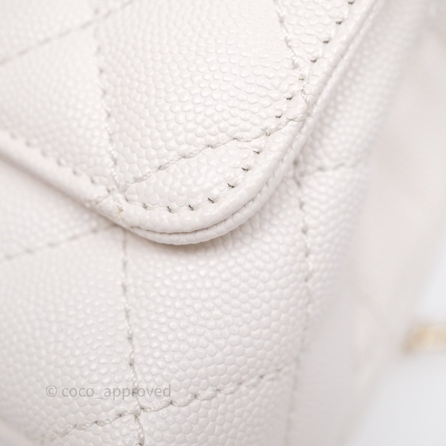 Chanel Mini Coco Handle Quilted Ivory White Caviar Gold Hardware