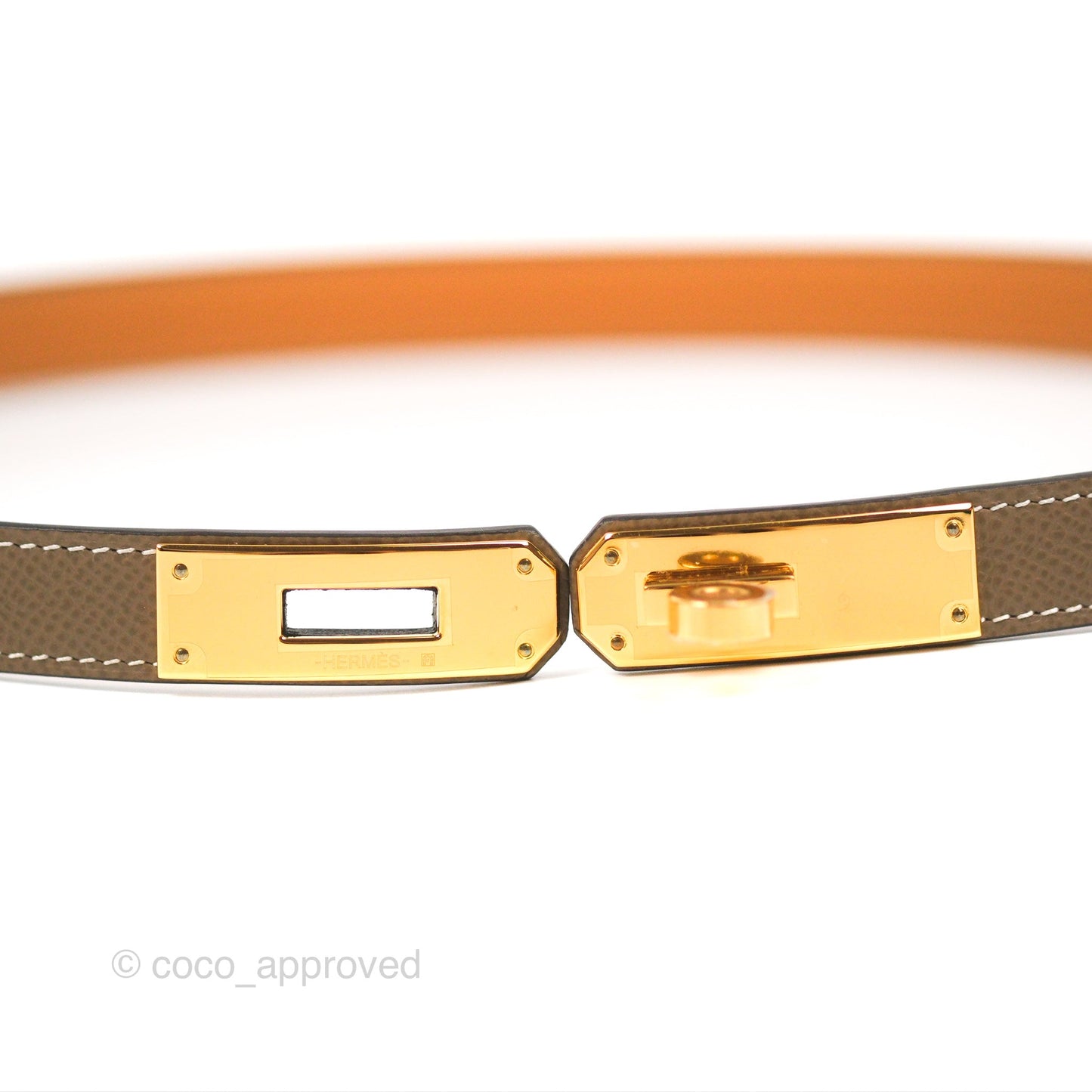 Hermès Epsom Kelly Buckle Belt Etoupe Gold Hardware