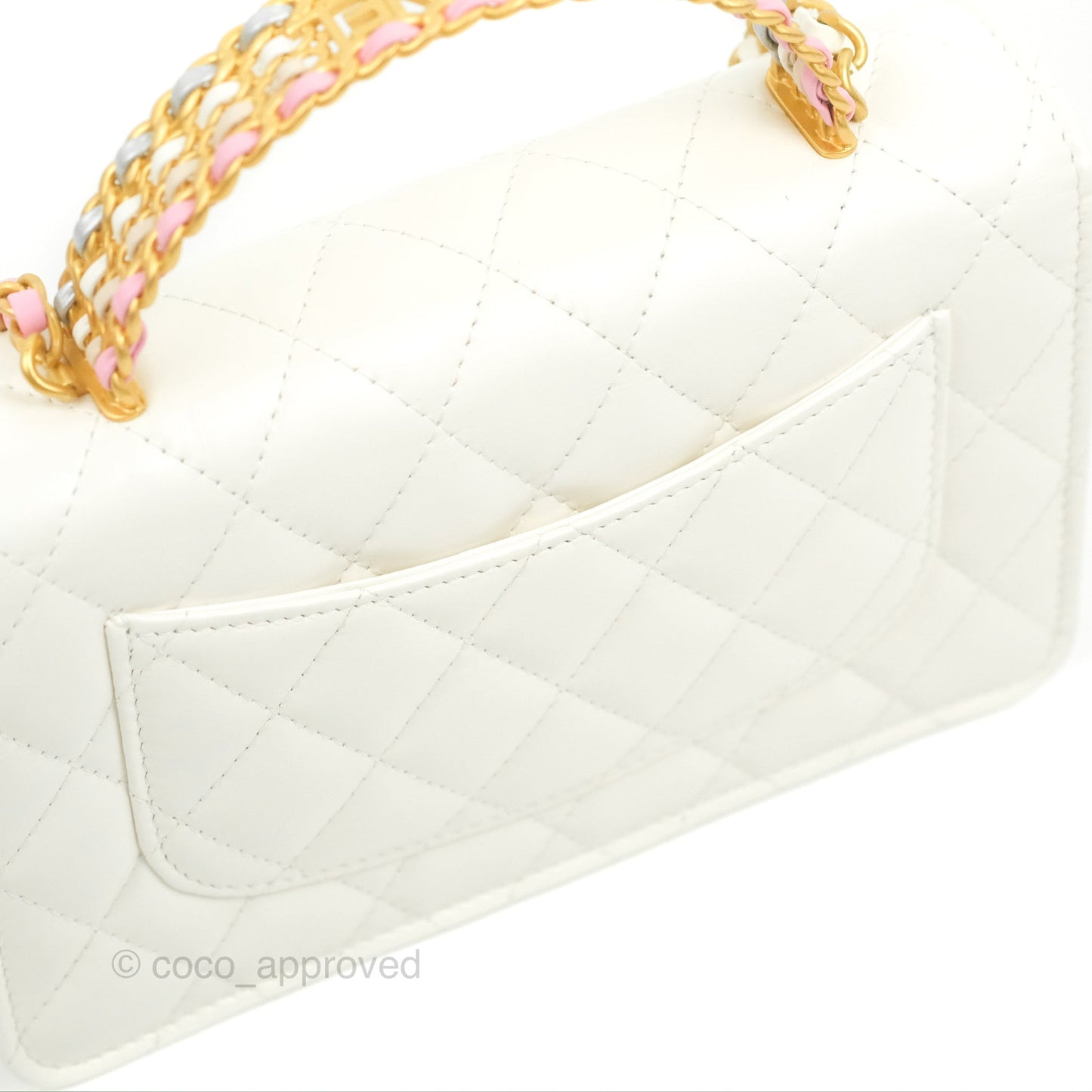 Chanel Rainbow Top Handle Wallet On Chain WOC White Glazed Lambskin 23P