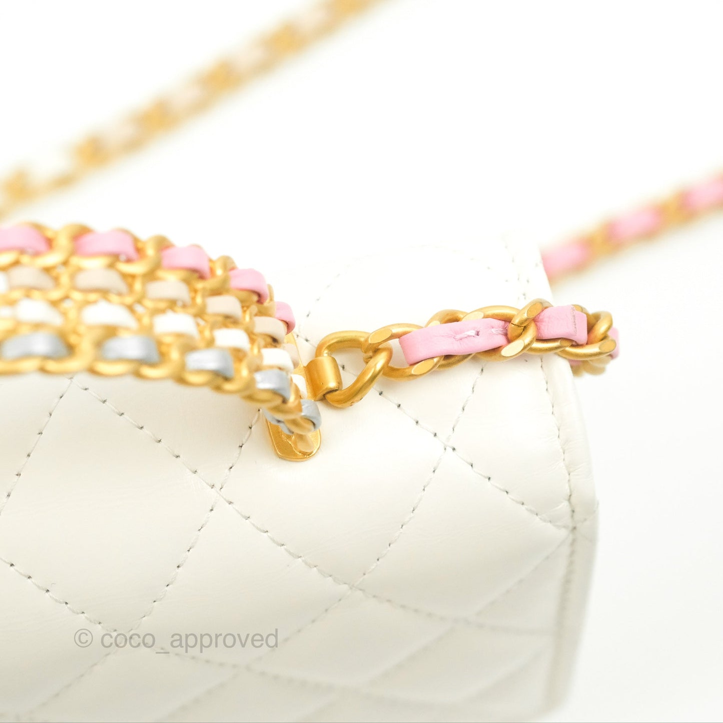 Chanel Rainbow Top Handle Wallet On Chain WOC White Glazed Lambskin 23P