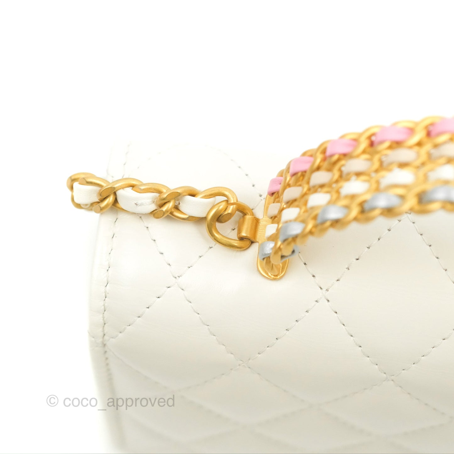 Chanel Rainbow Top Handle Wallet On Chain WOC White Glazed Lambskin 23P