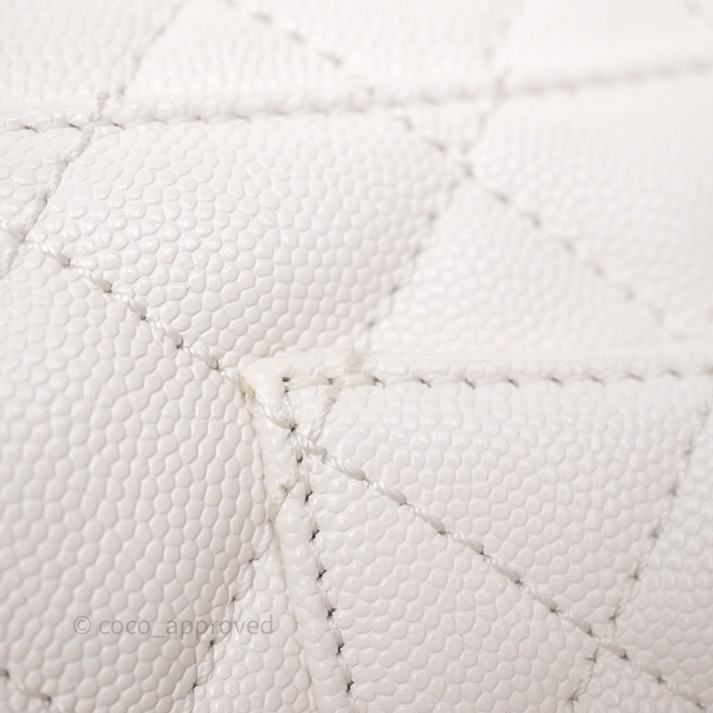 Chanel Mini Coco Handle Quilted Ivory White Caviar Gold Hardware