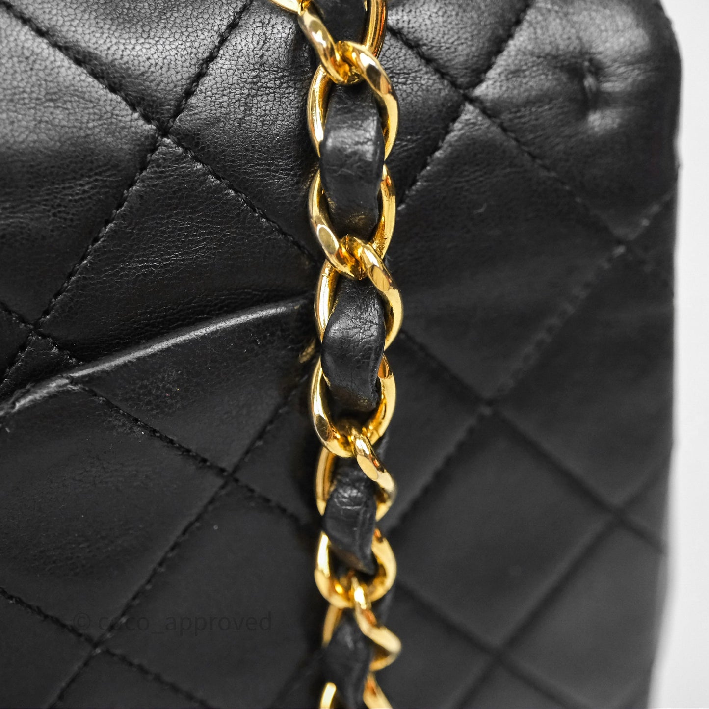 Chanel Vintage M/L Lambskin Medium Double Flap Bag Black 24K Gold Hardware