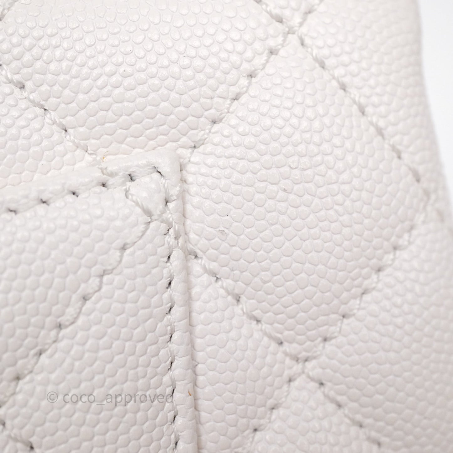 Chanel Mini Coco Handle Quilted Ivory White Caviar Gold Hardware