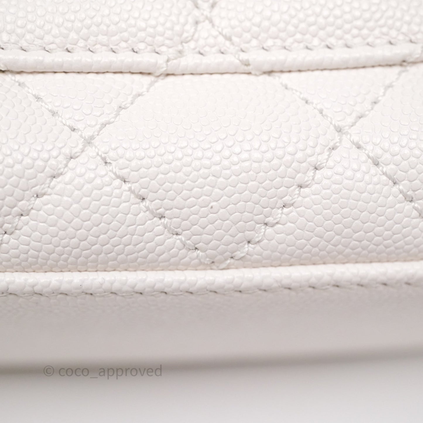 Chanel Mini Coco Handle Quilted Ivory White Caviar Gold Hardware
