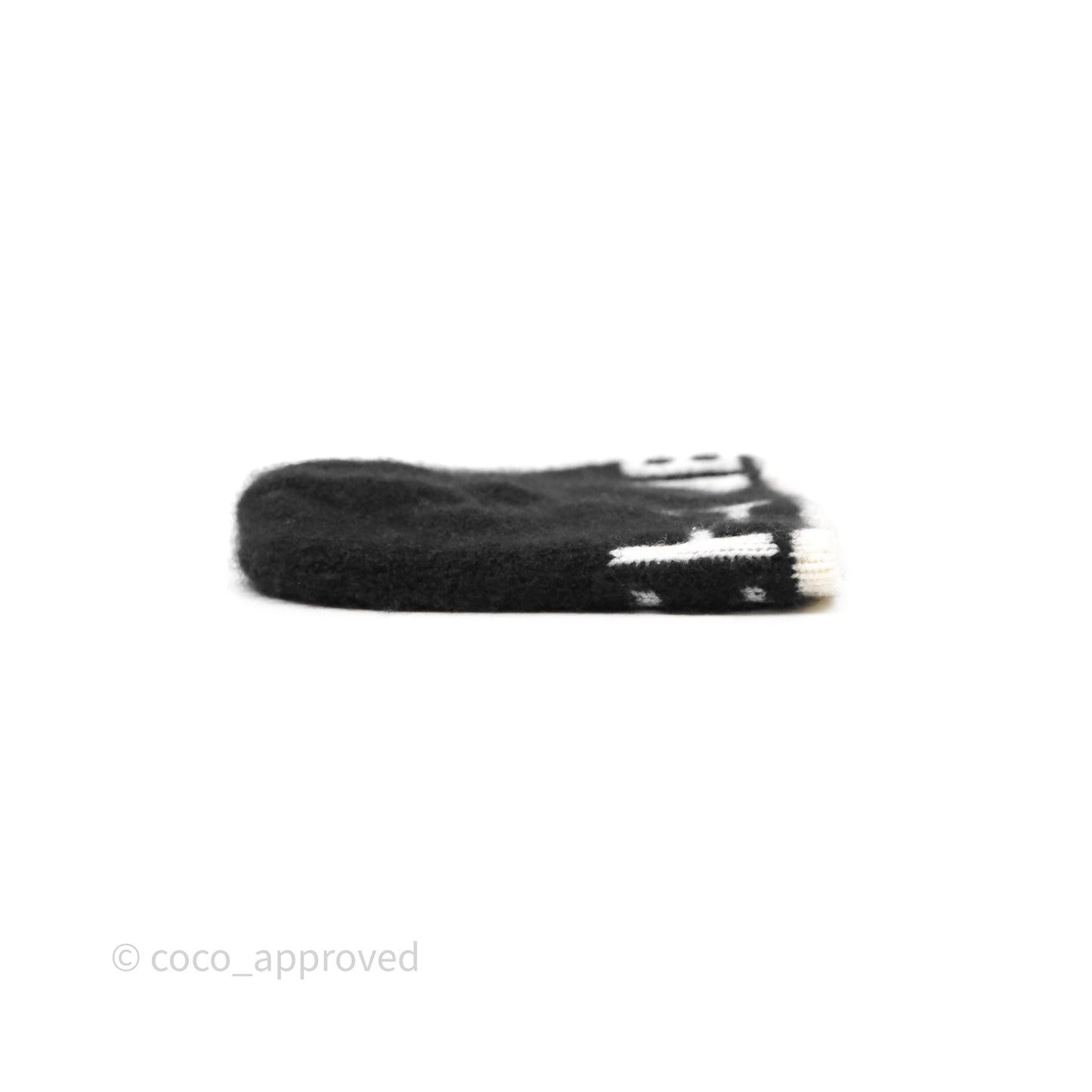 Chanel Logo Knit Beanie Black White