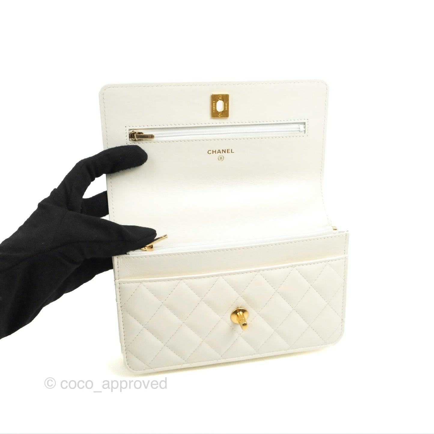 Chanel Rainbow Top Handle Wallet On Chain WOC White Glazed Lambskin 23P