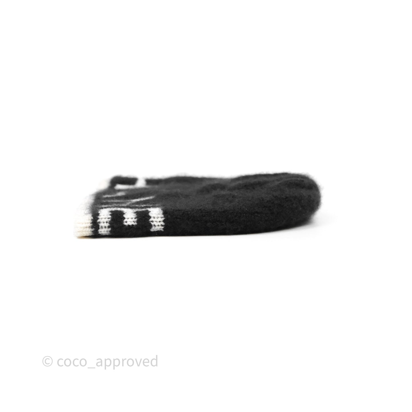 Chanel Logo Knit Beanie Black White