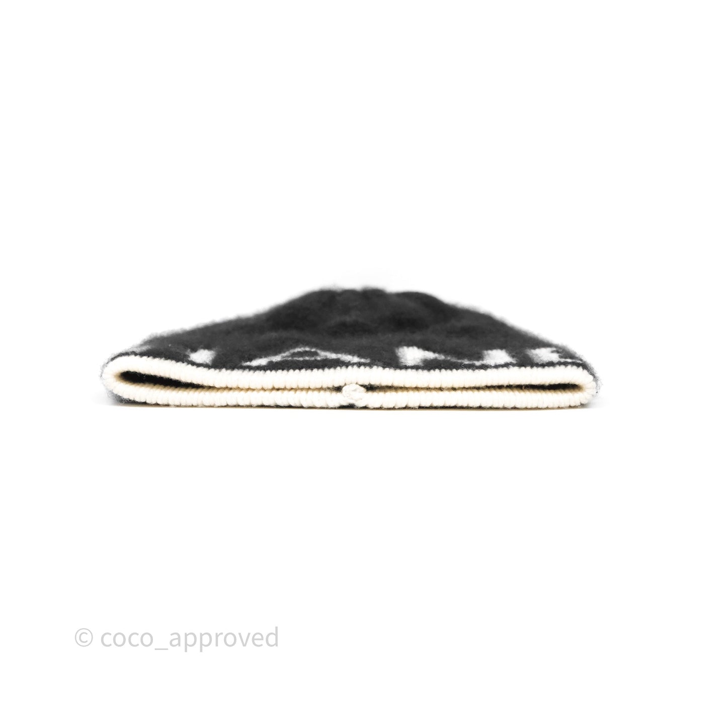 Chanel Logo Knit Beanie Black White