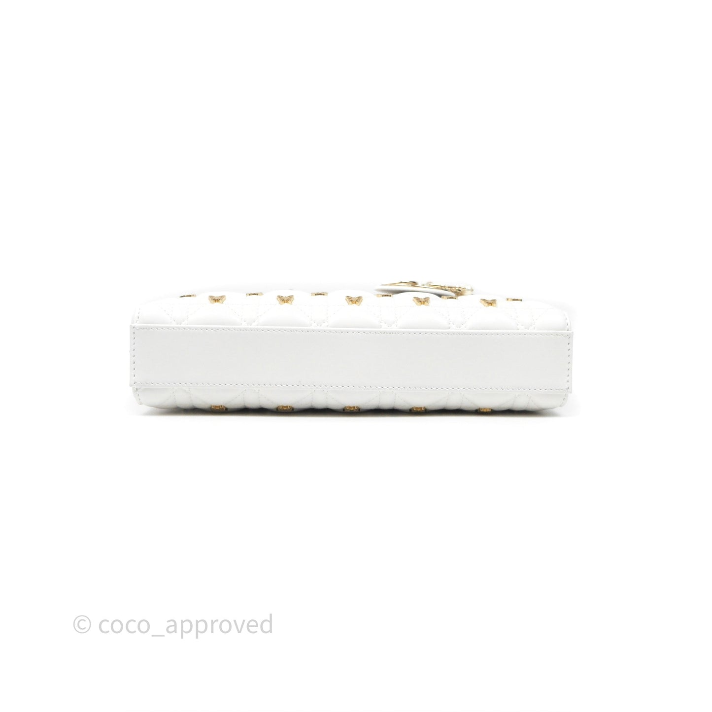 Christian Dior Medium Lady D-Joy Bag Butterfly White Lambskin Cannage Gold Hardware