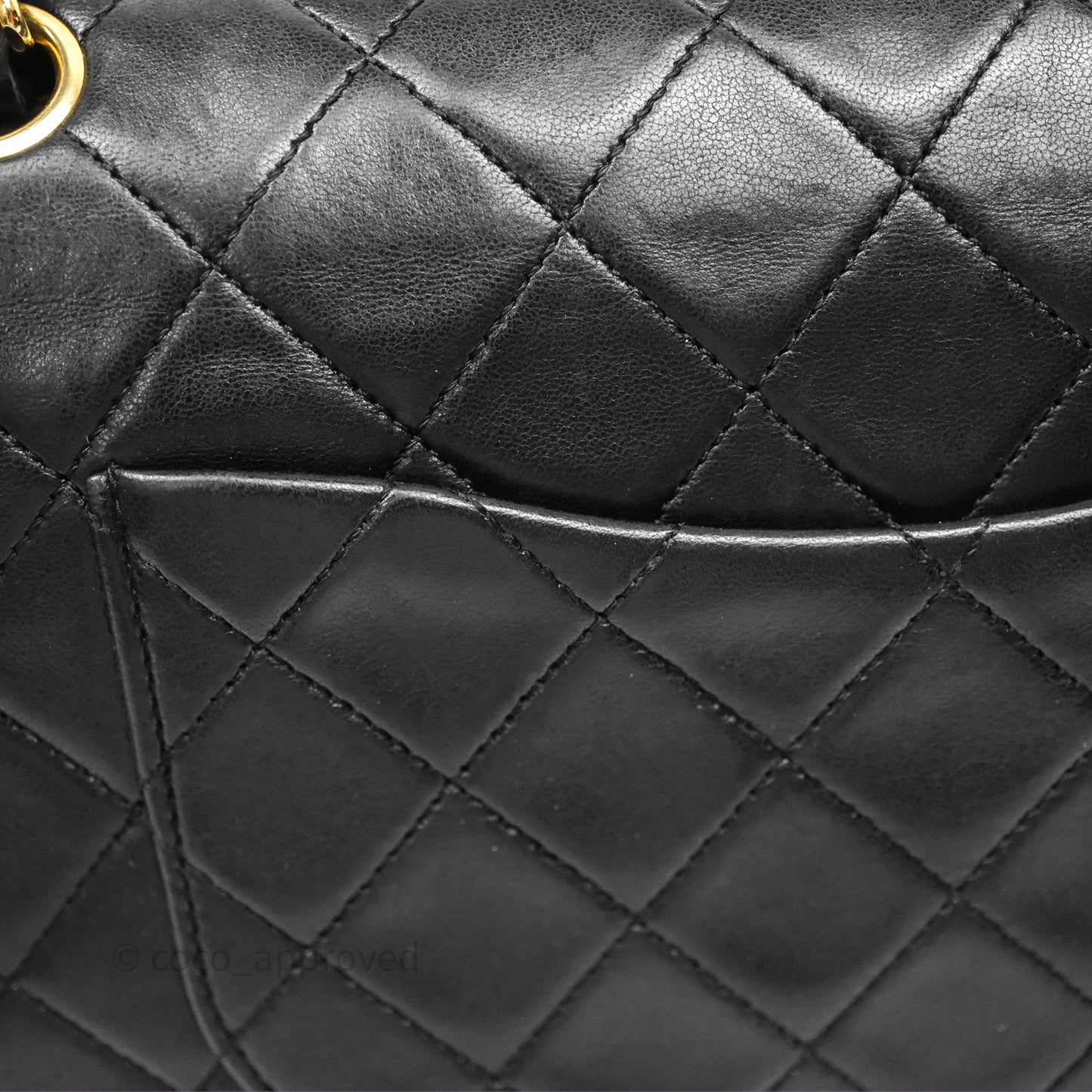 Chanel Vintage M/L Lambskin Medium Double Flap Bag Black 24K Gold Hardware