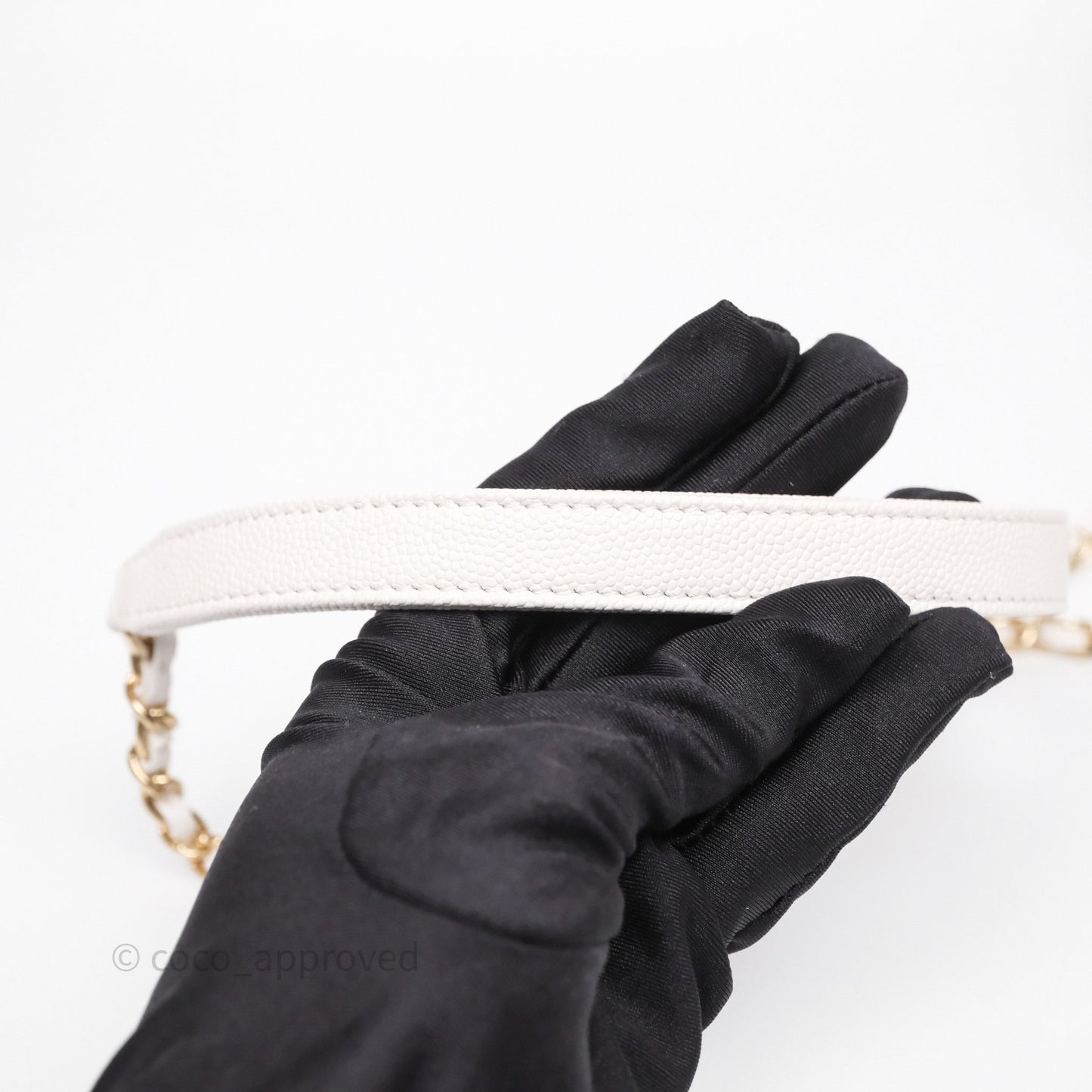 Chanel Mini Coco Handle Quilted Ivory White Caviar Gold Hardware
