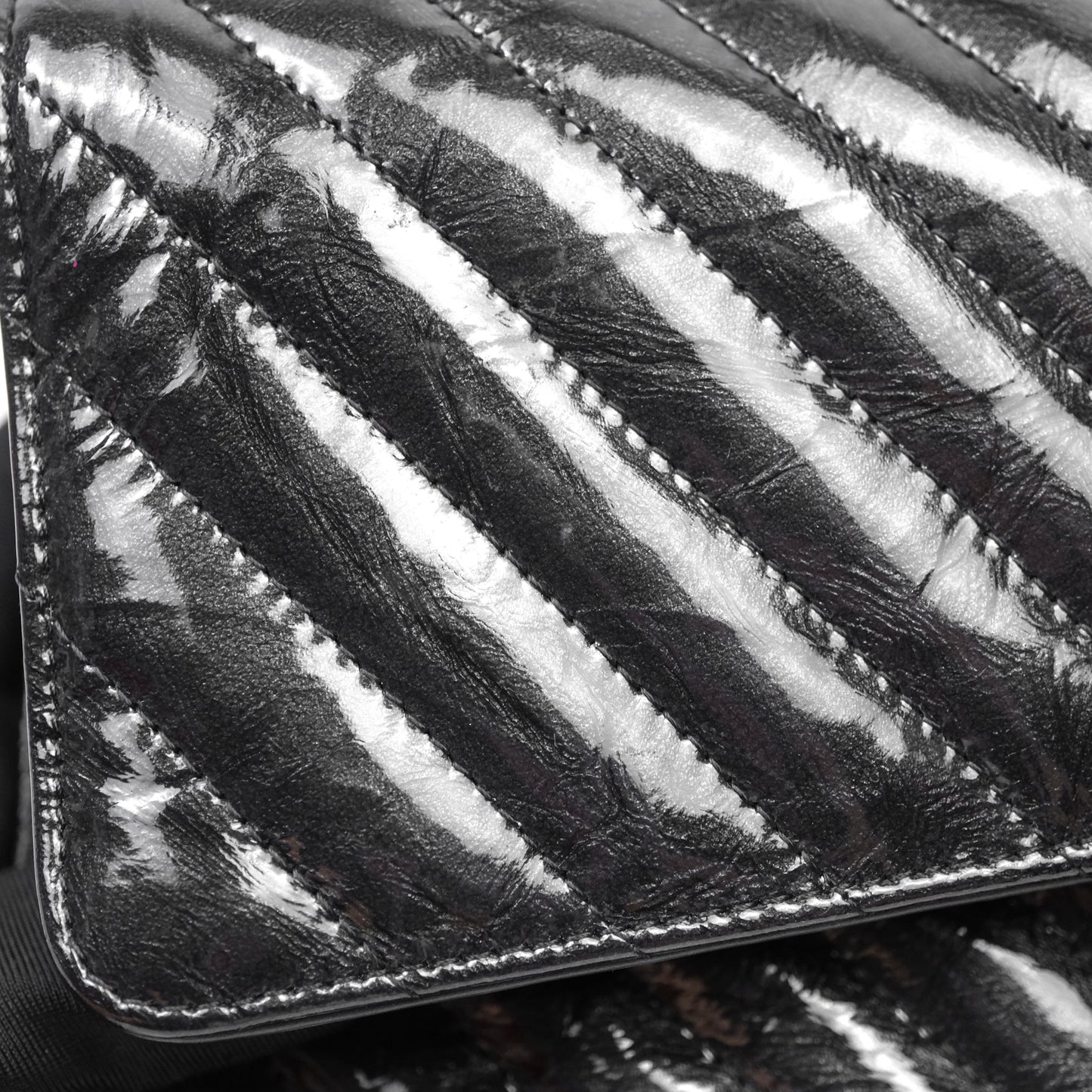 Chanel Classic Chevron M/L Medium Double Flap So Black Patent Calfskin