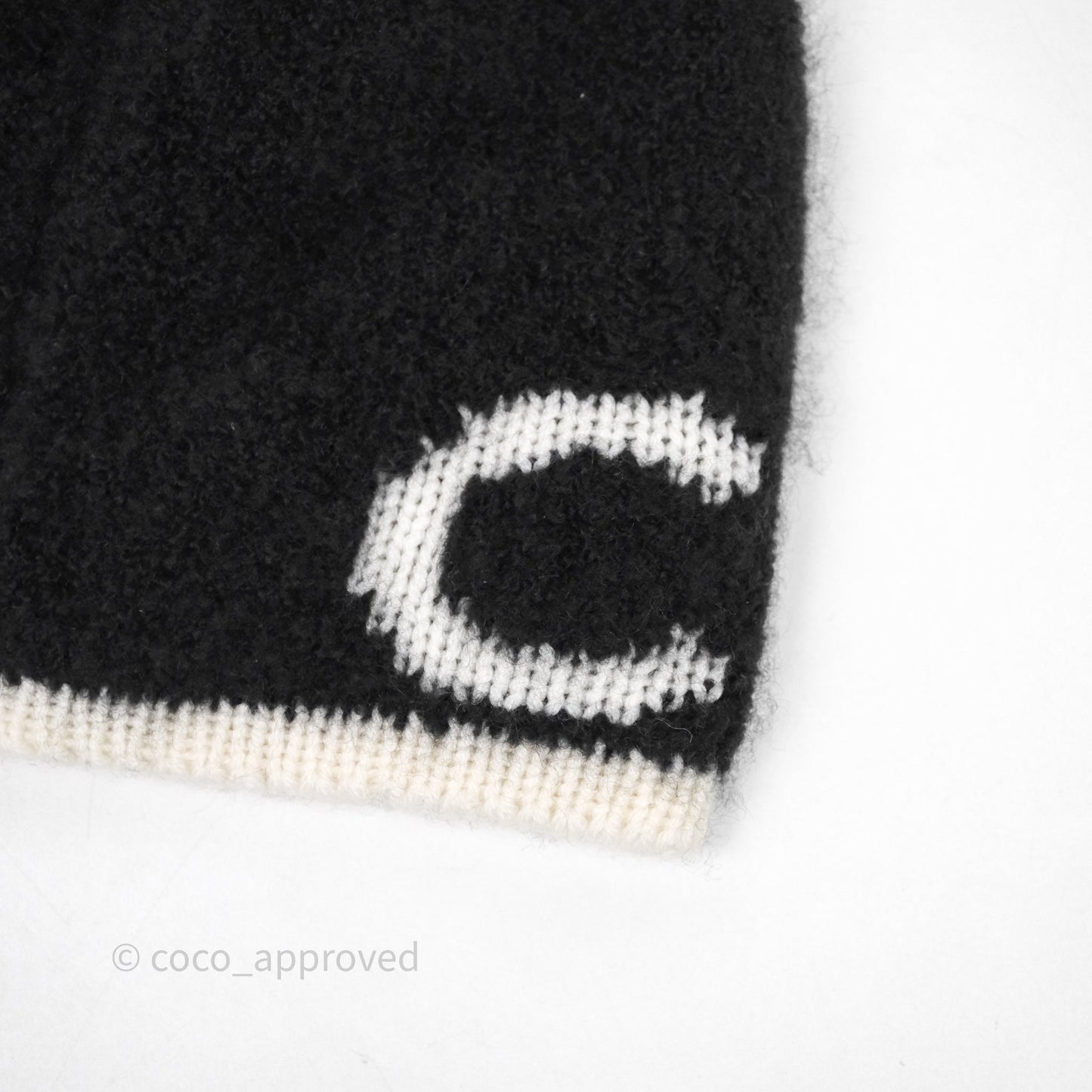 Chanel Logo Knit Beanie Black White