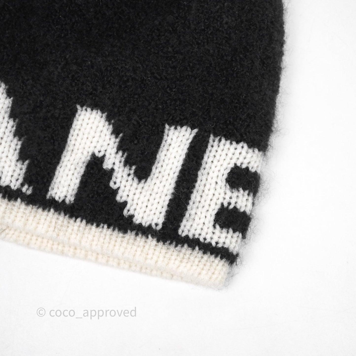 Chanel Logo Knit Beanie Black White