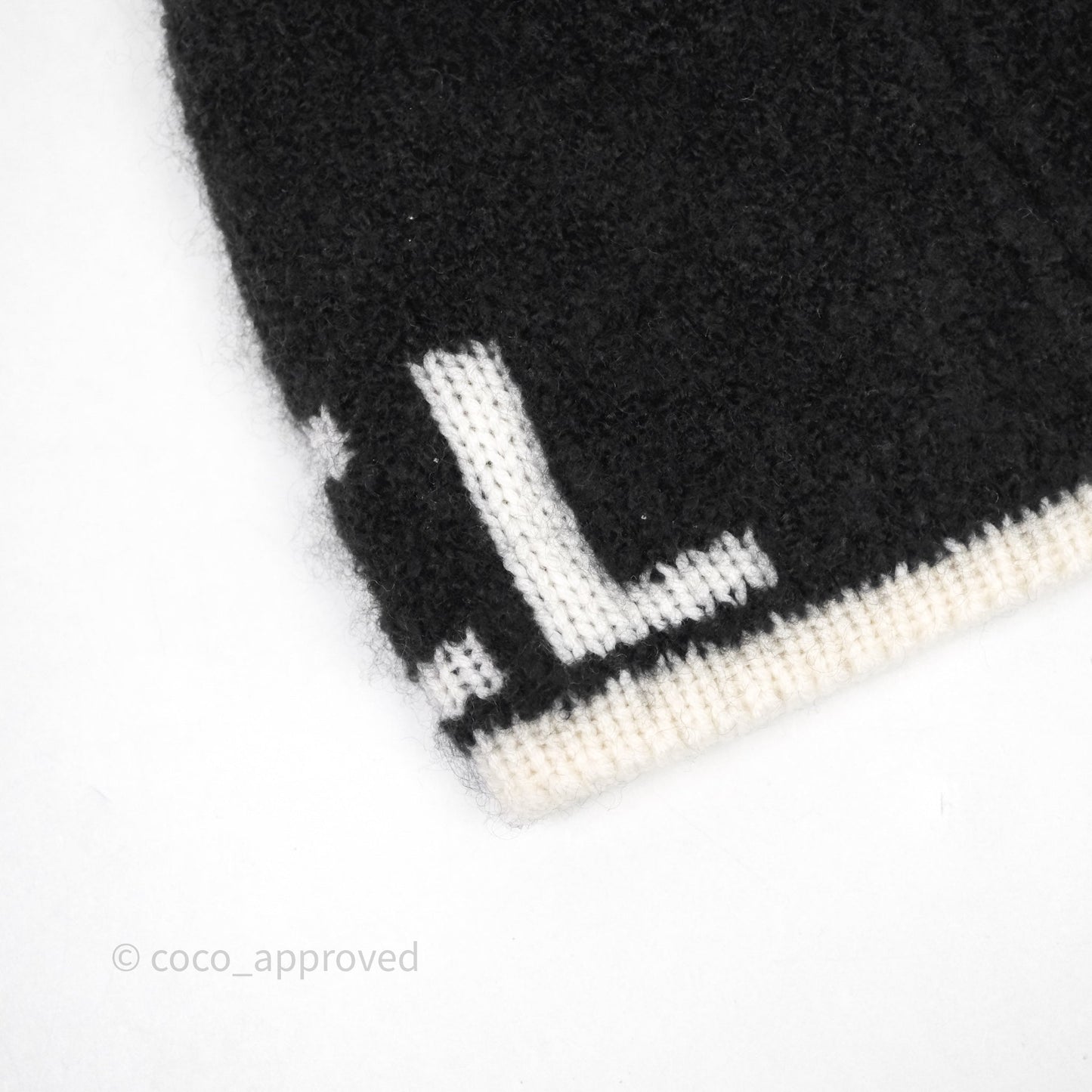 Chanel Logo Knit Beanie Black White