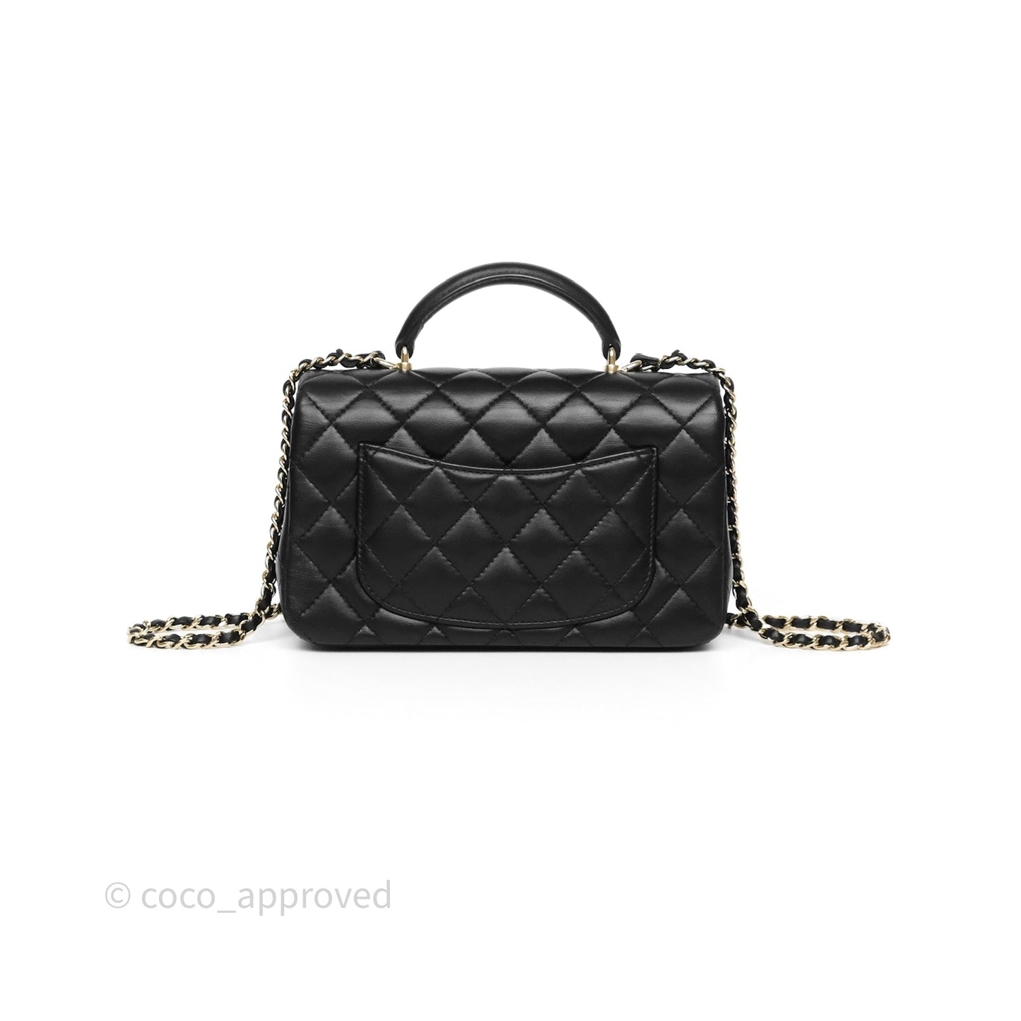Chanel Top Handle Mini Rectangular Flap Black Lambskin Gold Hardware