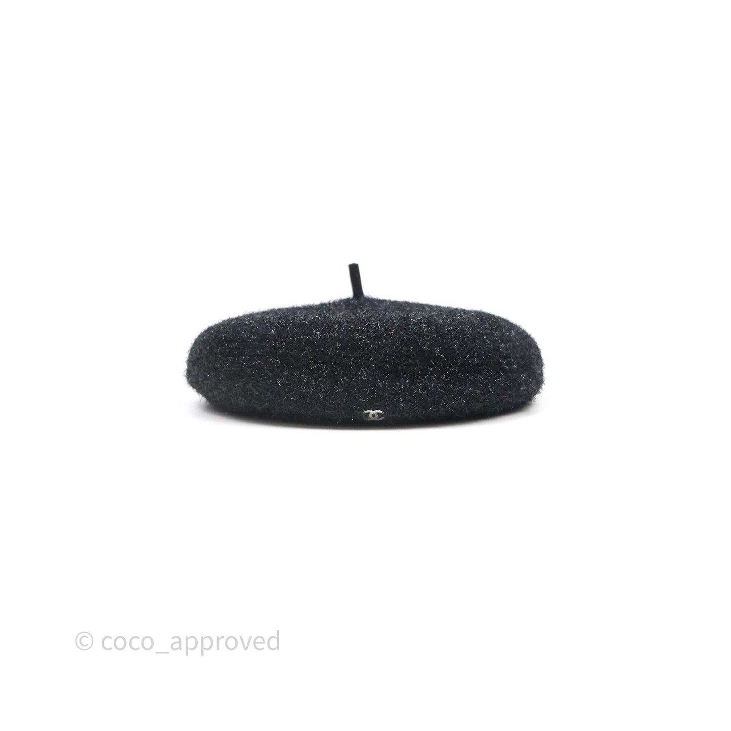 Chanel CC Black Glitter Beret