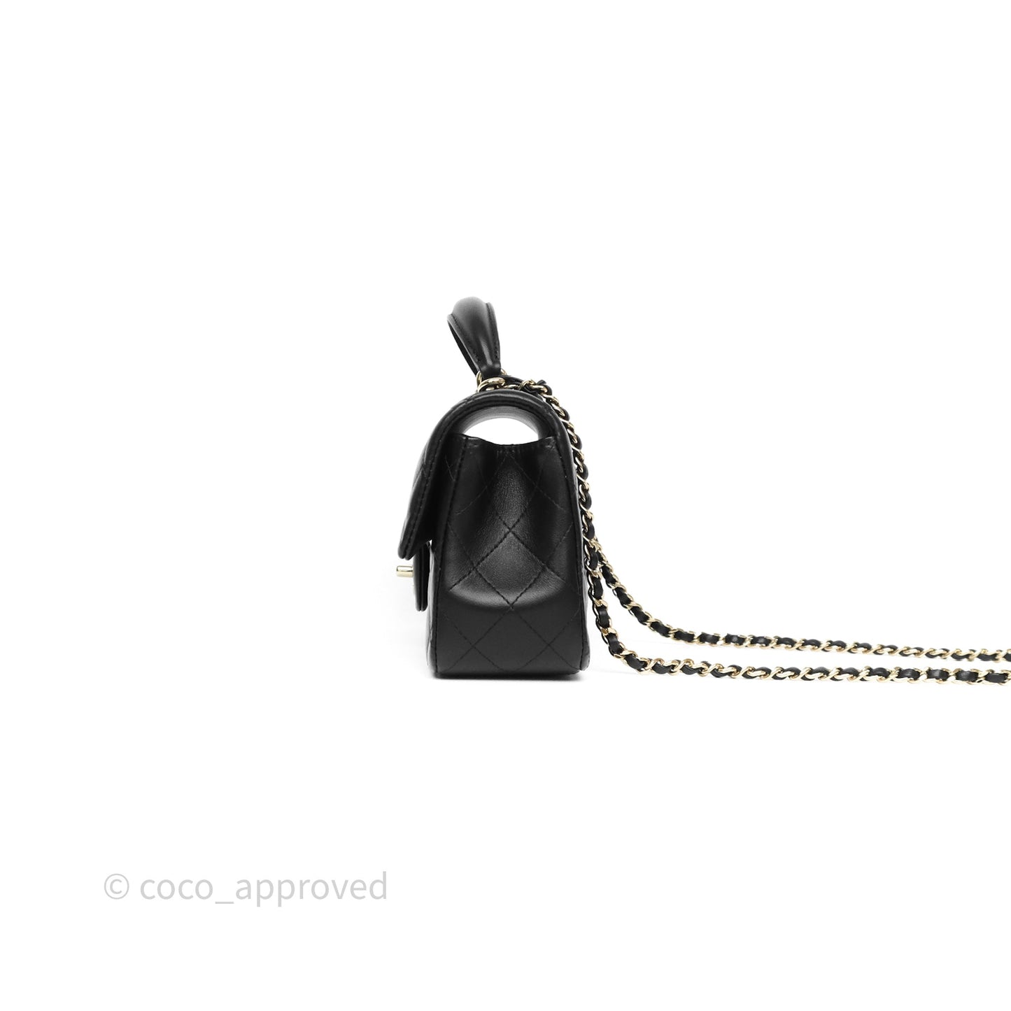 Chanel Top Handle Mini Rectangular Flap Black Lambskin Gold Hardware