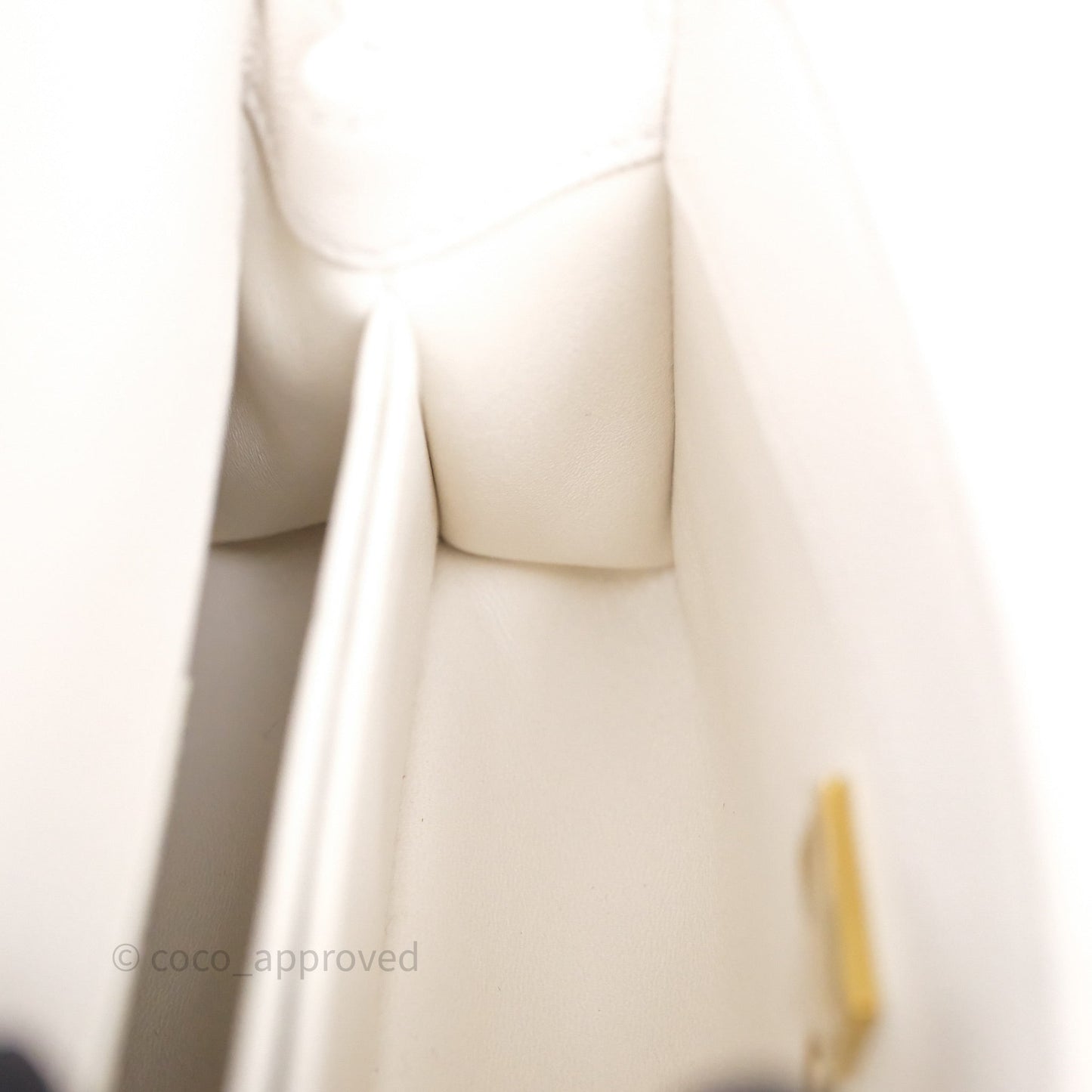 Chanel Mini Coco Handle Quilted Ivory White Caviar Gold Hardware