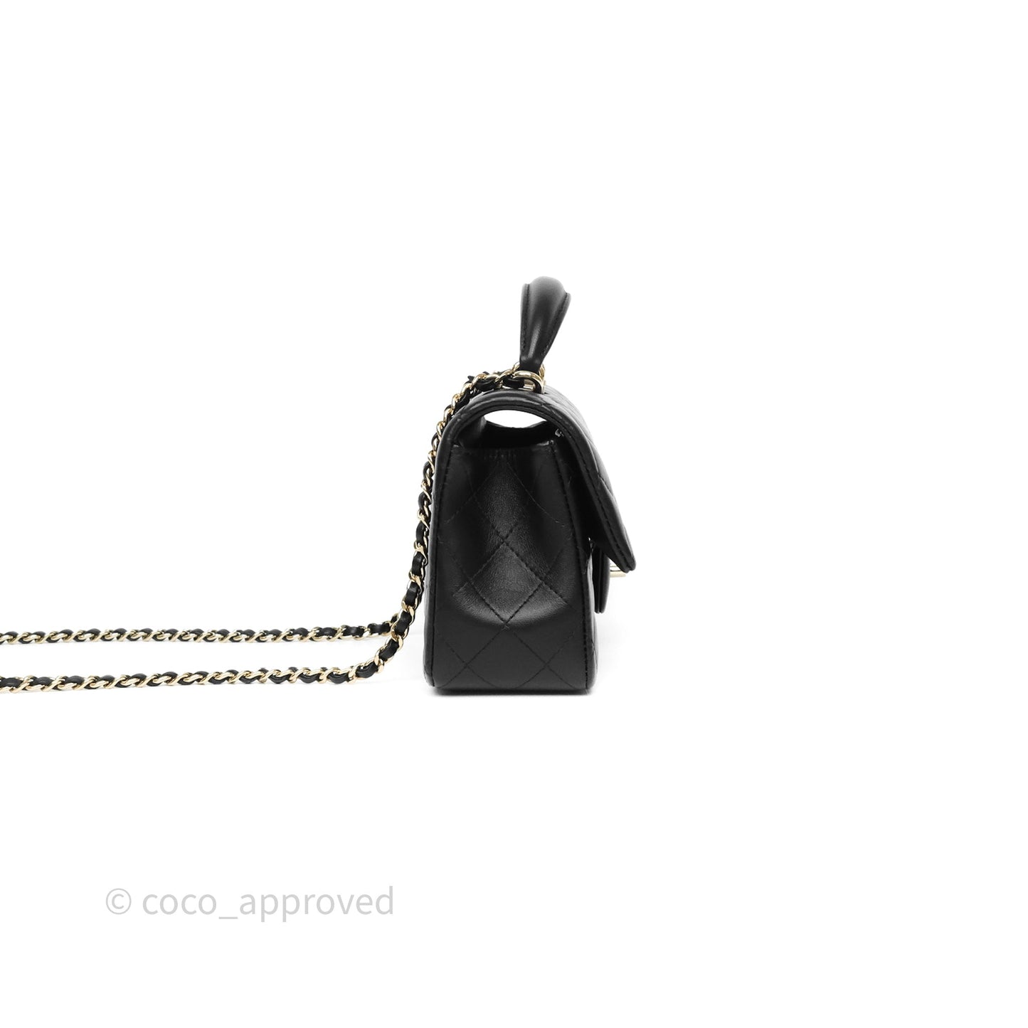 Chanel Top Handle Mini Rectangular Flap Black Lambskin Gold Hardware