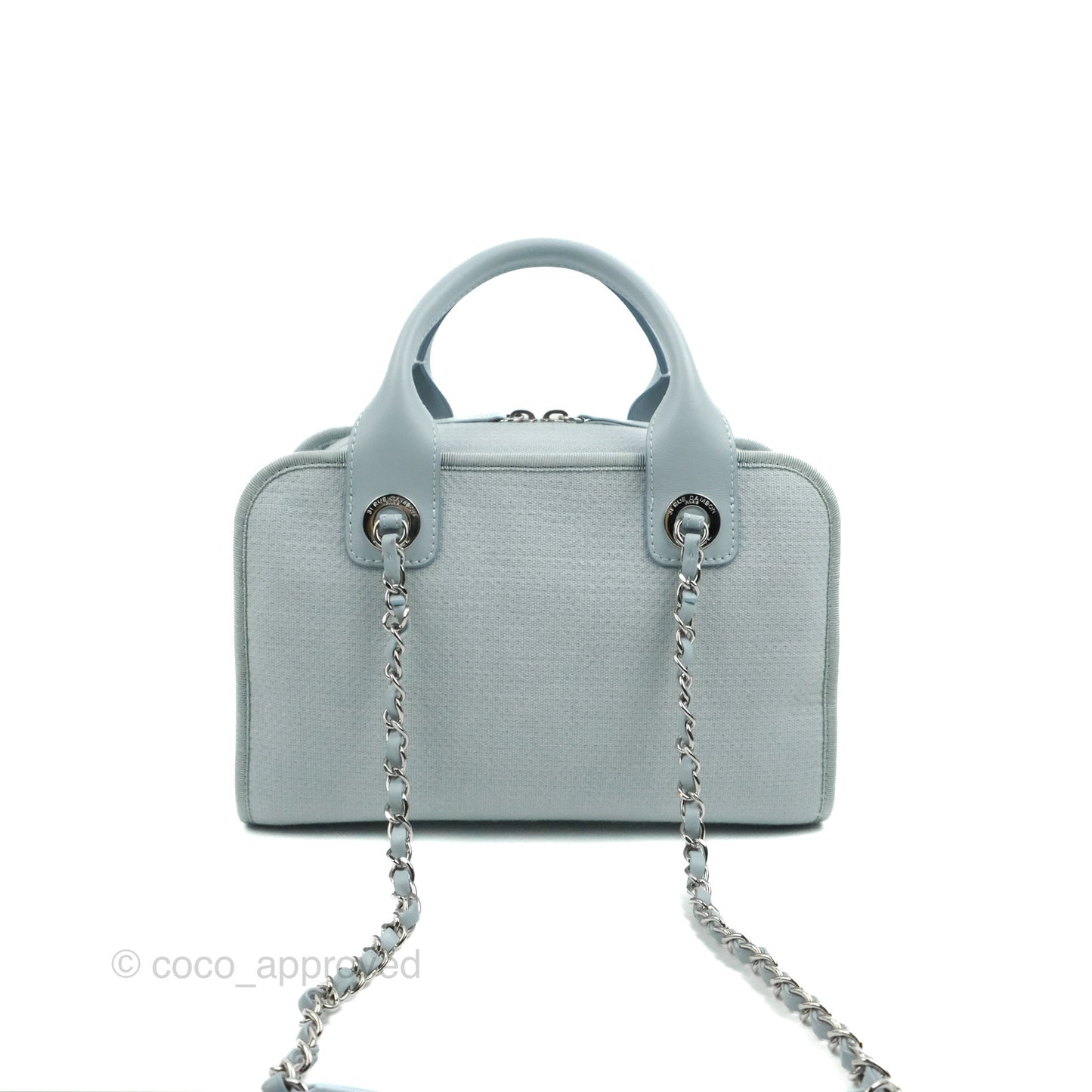 Chanel Deauville Bowling Bag Light Blue Silver Hardware 22c