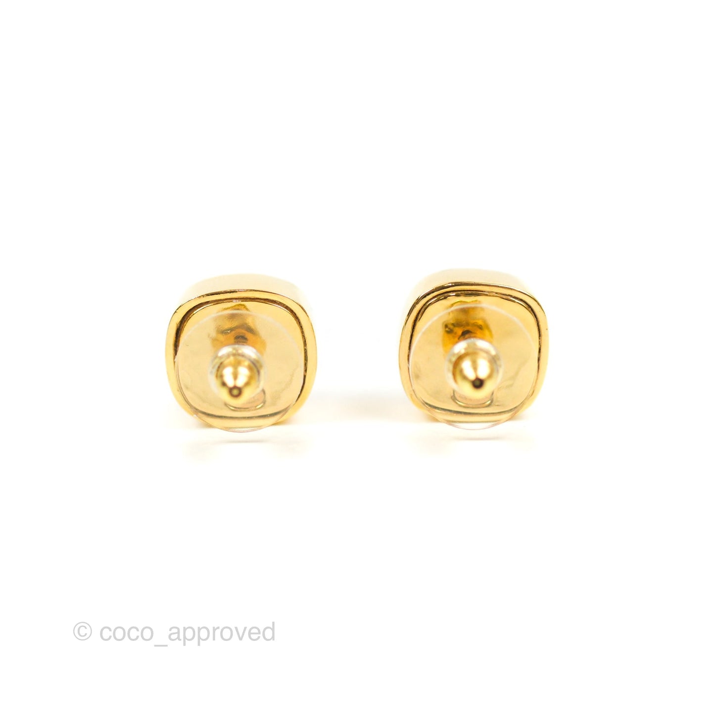 Chanel 21C Square Crystal Earrings Gold Tone