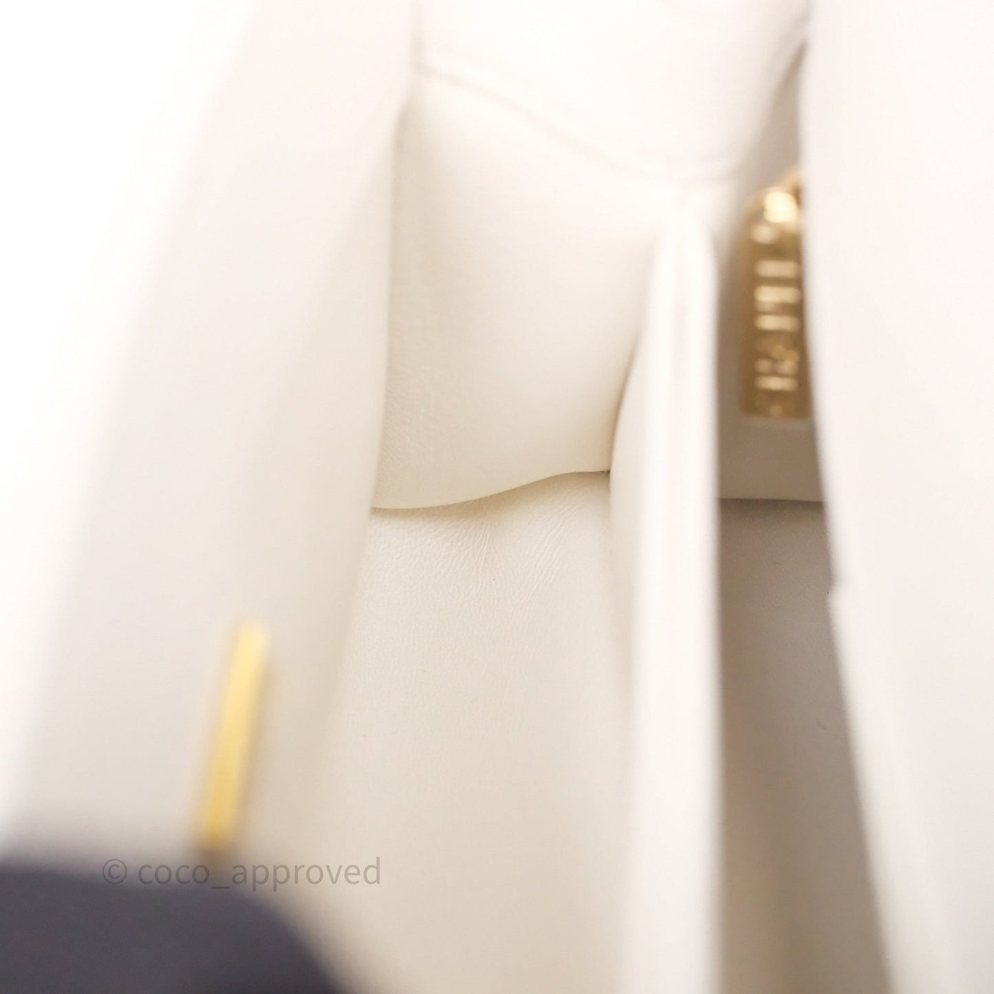 Chanel Mini Coco Handle Quilted Ivory White Caviar Gold Hardware