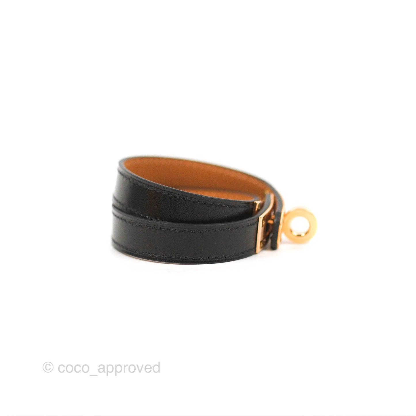 Hermès Kelly Double Tour Bracelet Black Swift Rose Gold Hardware