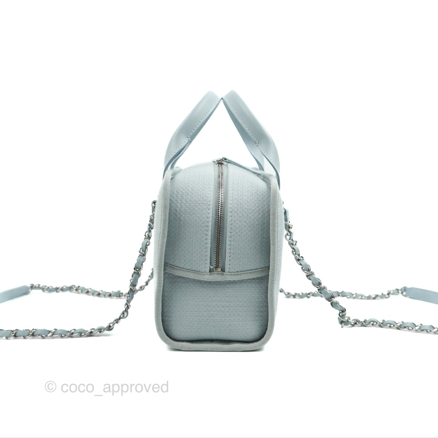 Chanel Deauville Bowling Bag Light Blue Silver Hardware 22c