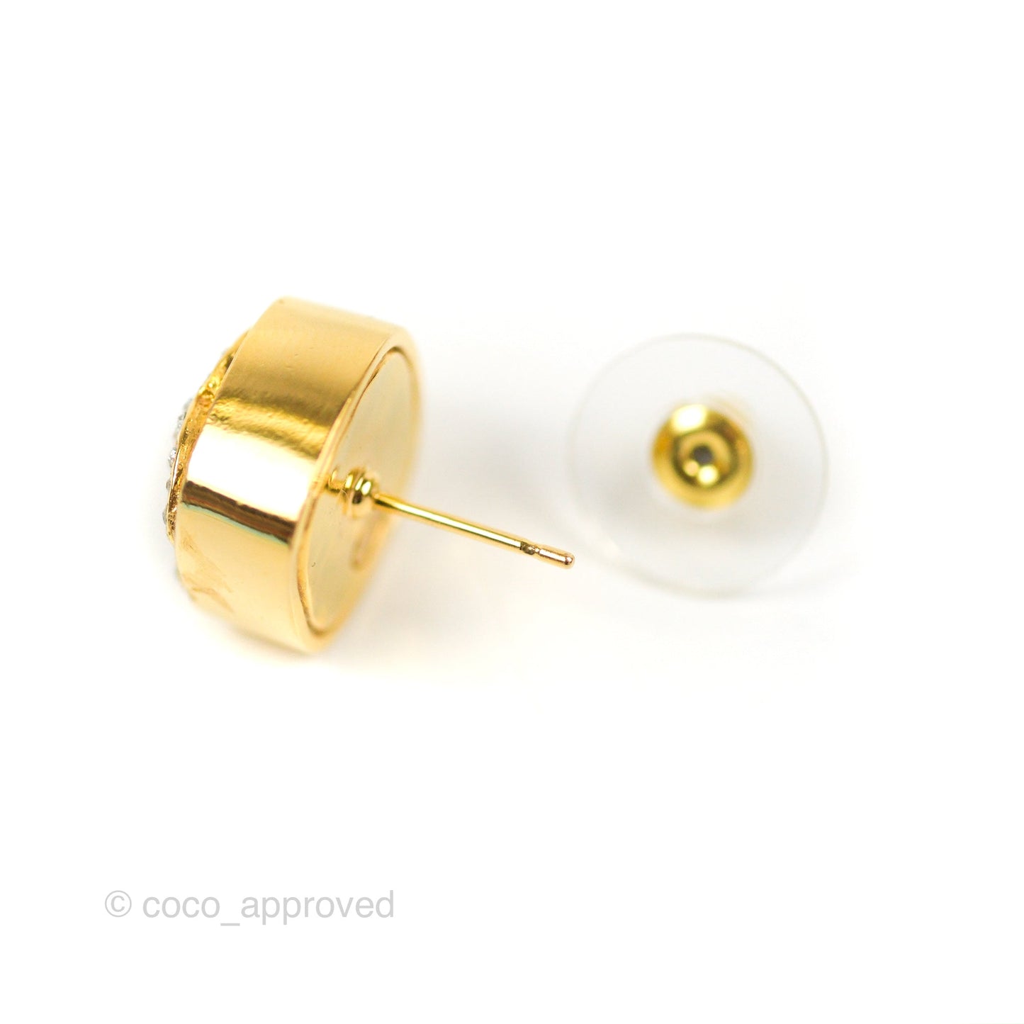Chanel 21C Square Crystal Earrings Gold Tone