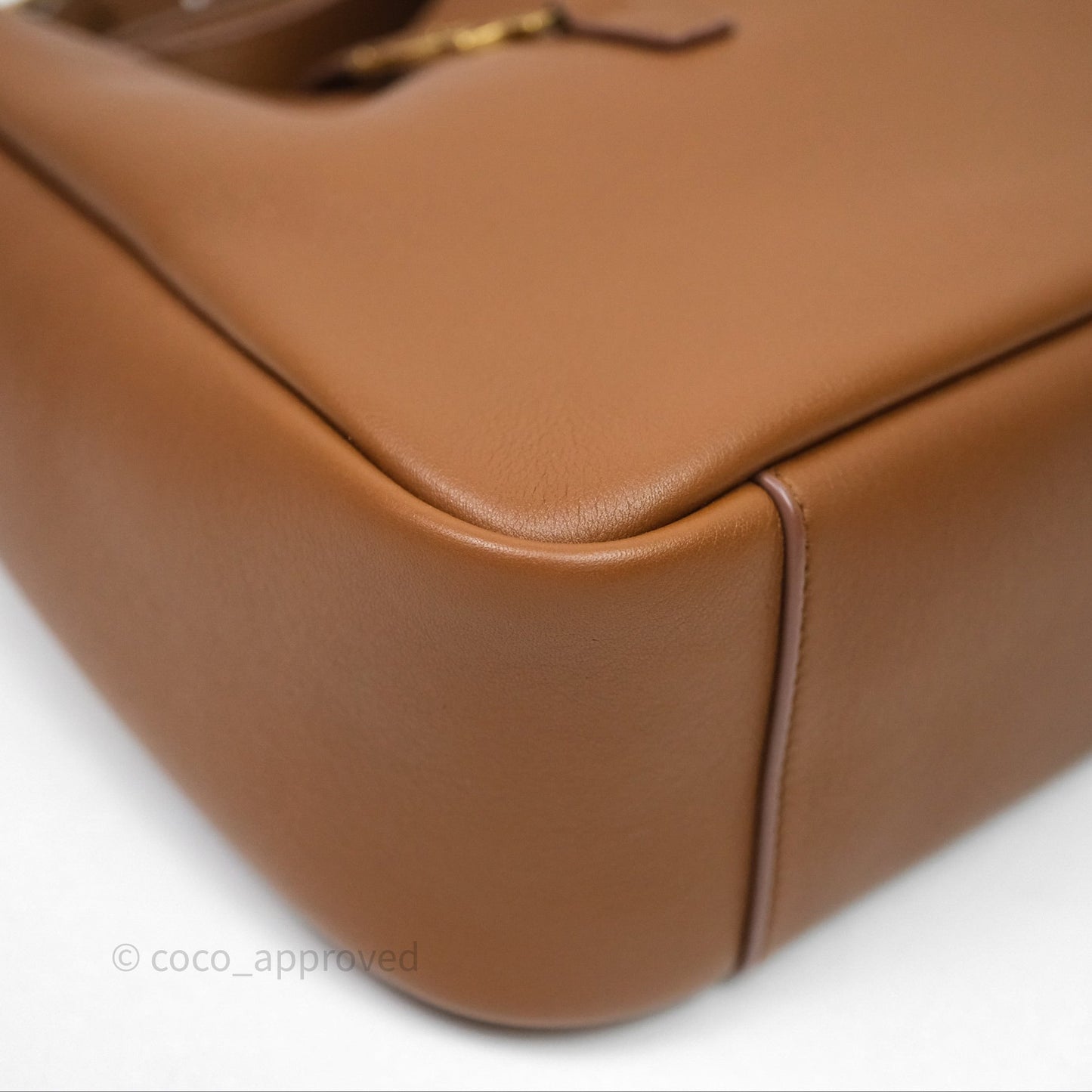 Saint Laurent LE 5 à 7 Supple Small Brown Grained Leather Gold Hardware