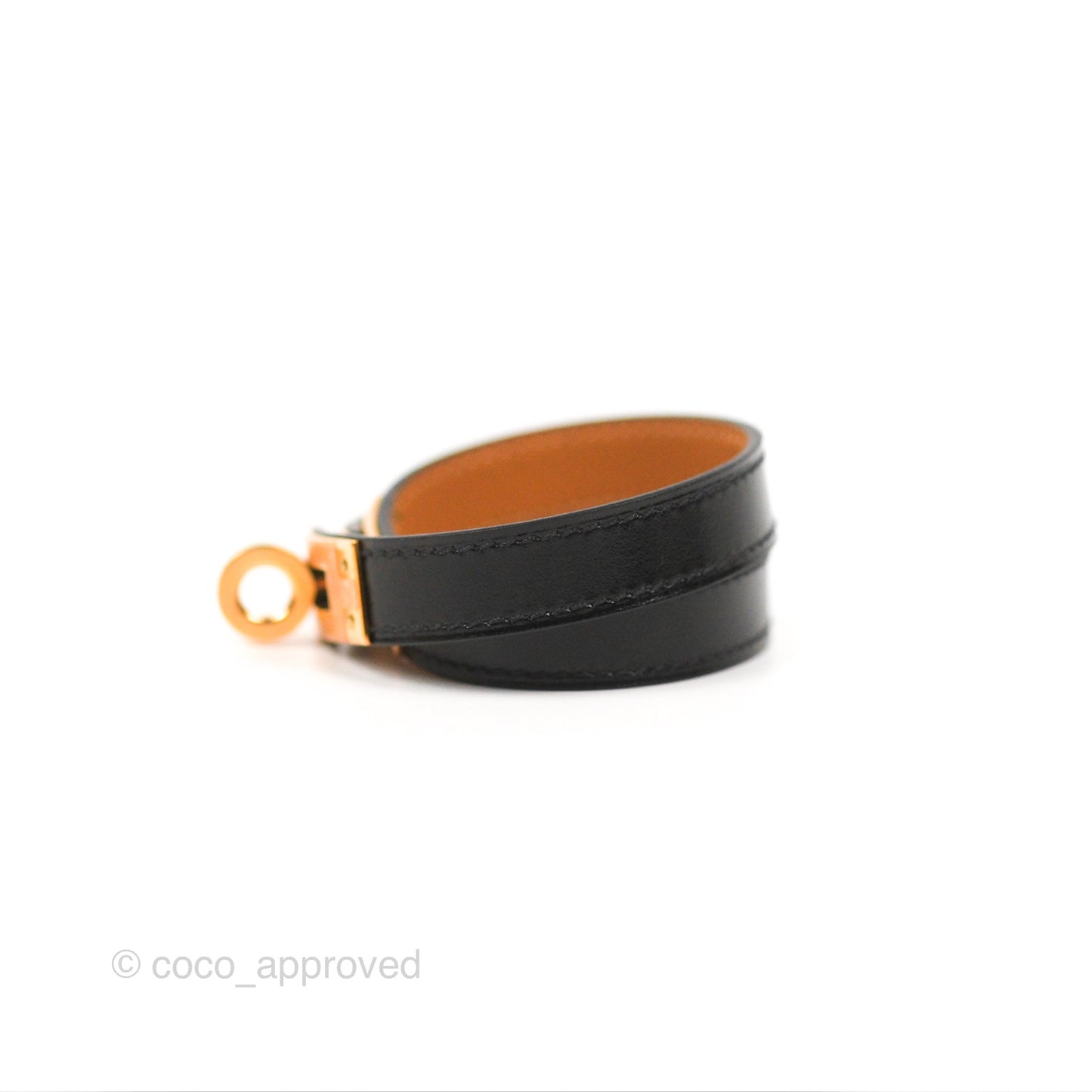 Hermès Kelly Double Tour Bracelet Black Swift Rose Gold Hardware
