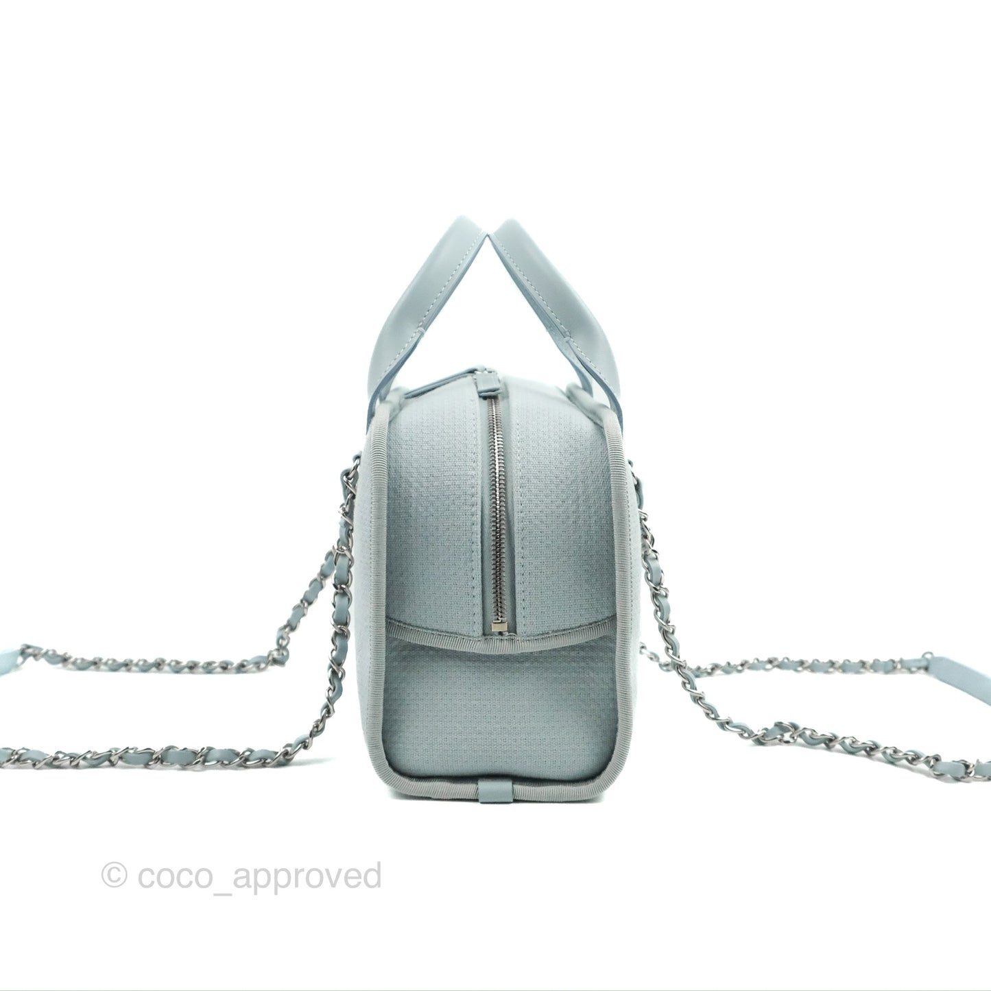 Chanel Deauville Bowling Bag Light Blue Silver Hardware 22c