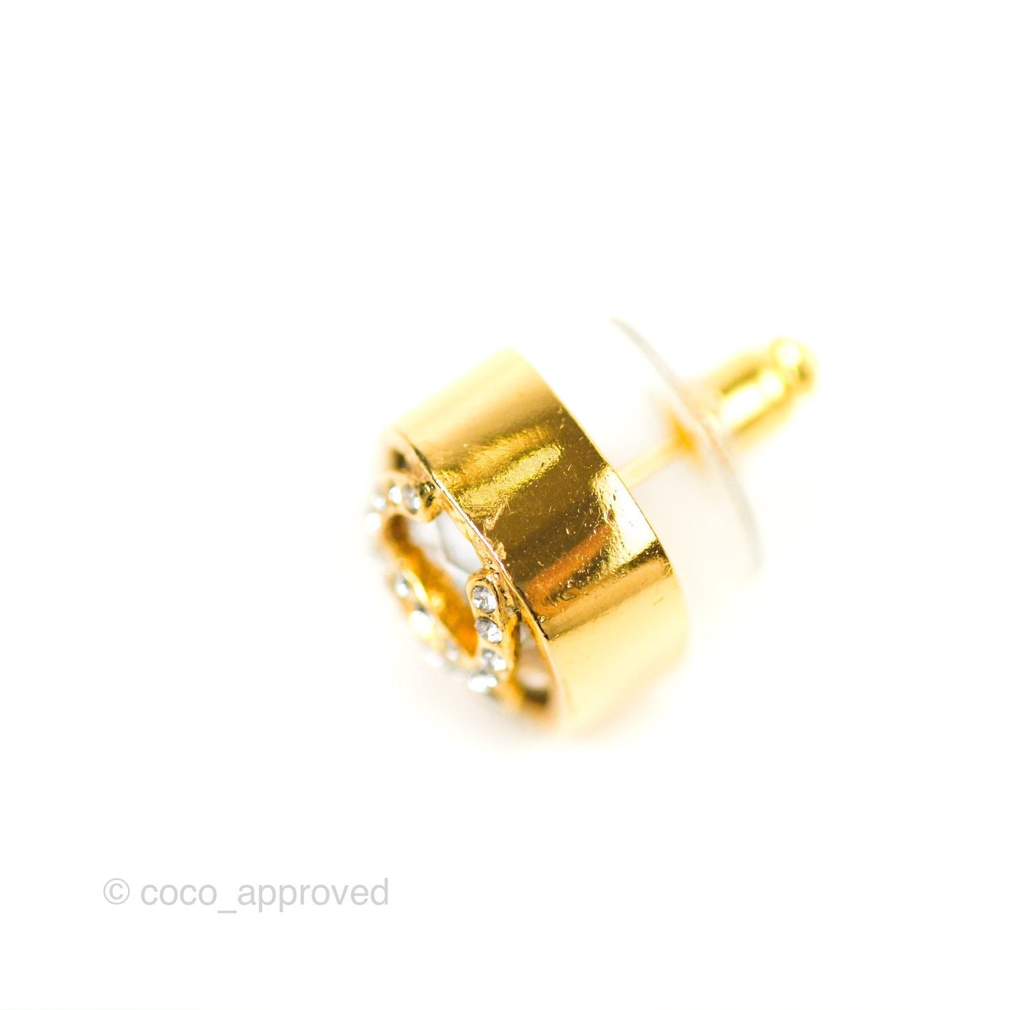 Chanel 21C Square Crystal Earrings Gold Tone