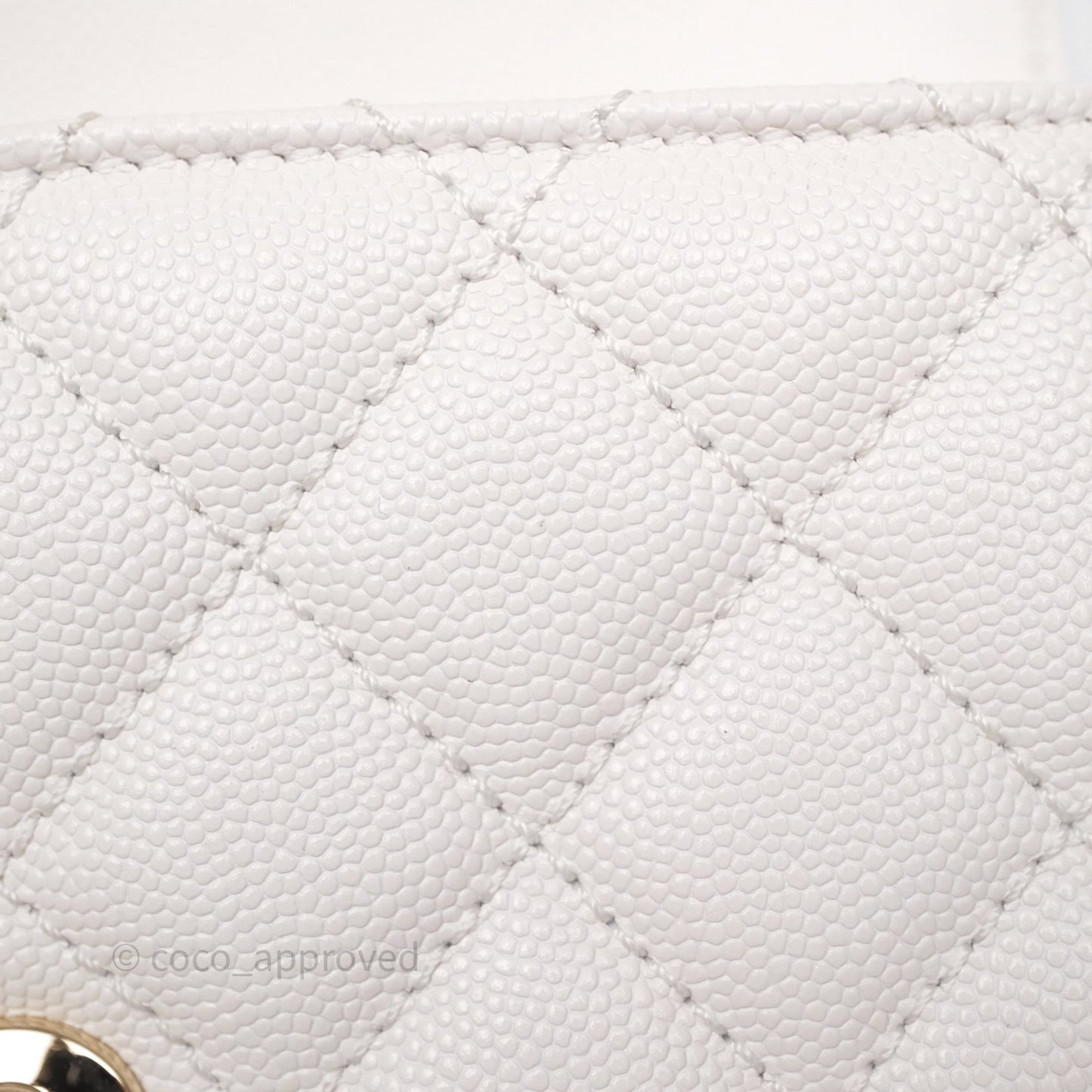 Chanel Mini Coco Handle Quilted Ivory White Caviar Gold Hardware