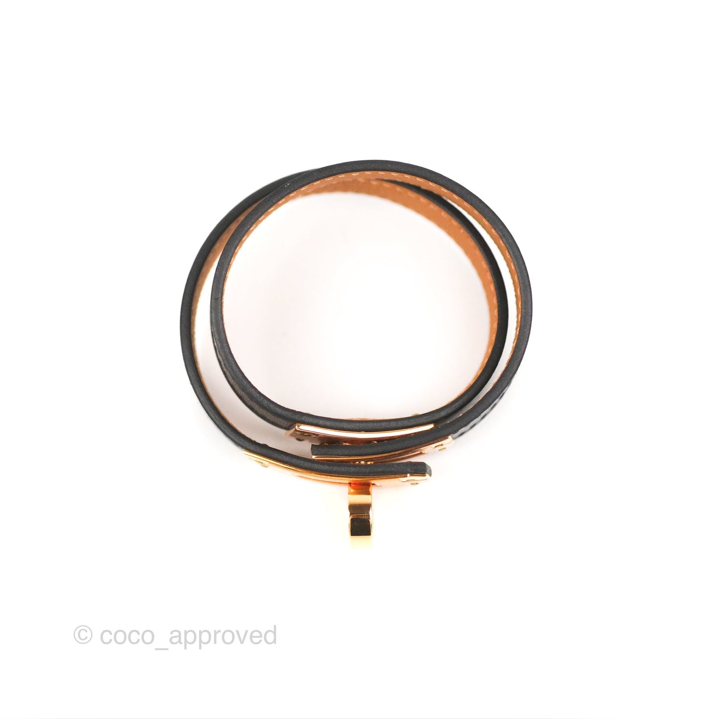 Hermès Kelly Double Tour Bracelet Black Swift Rose Gold Hardware