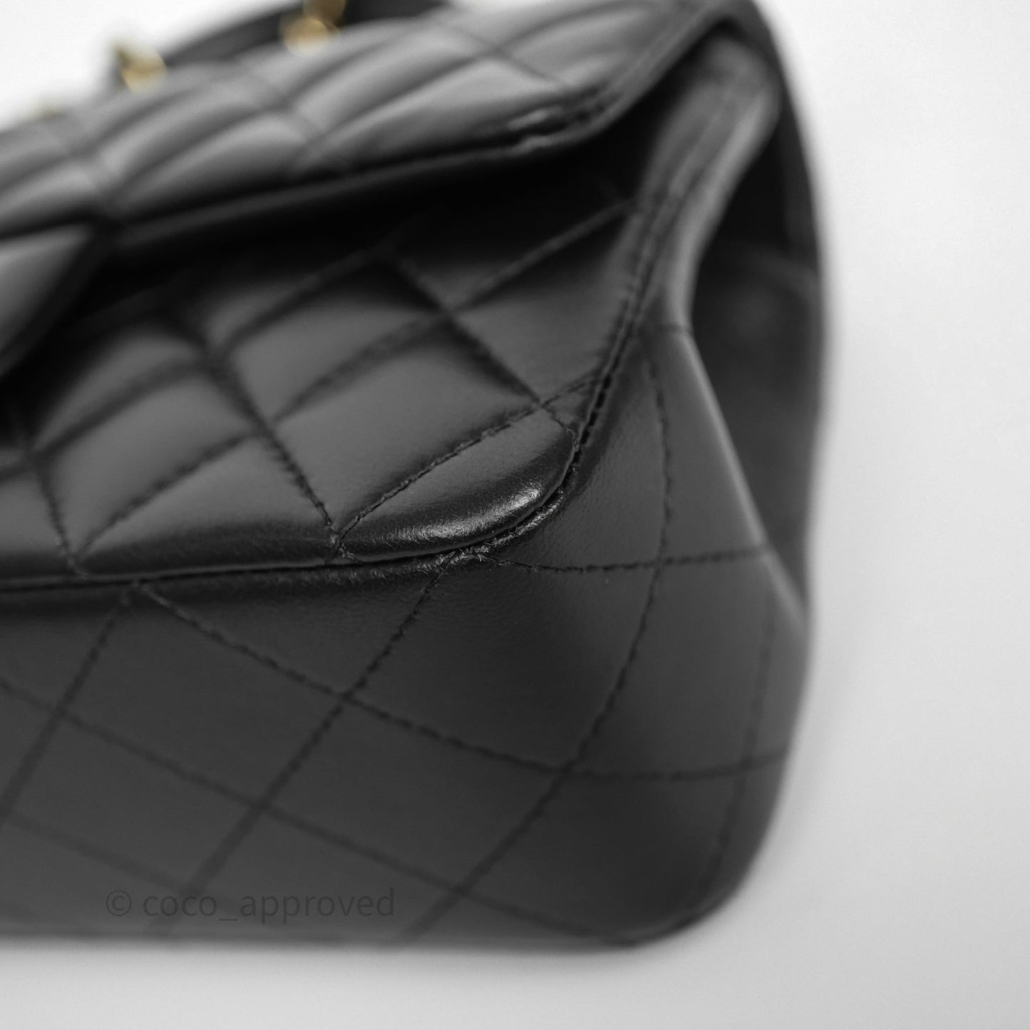 Chanel Top Handle Mini Rectangular Flap Black Lambskin Gold Hardware