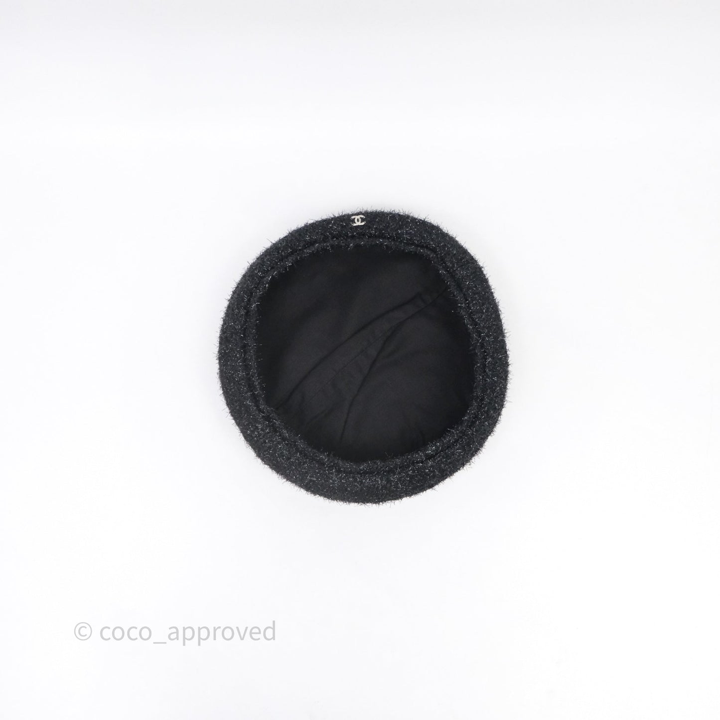Chanel CC Black Glitter Beret