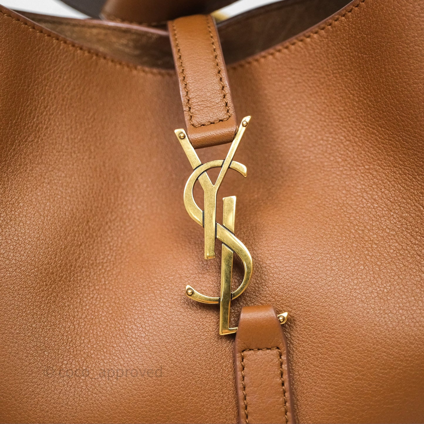 Saint Laurent LE 5 à 7 Supple Small Brown Grained Leather Gold Hardware