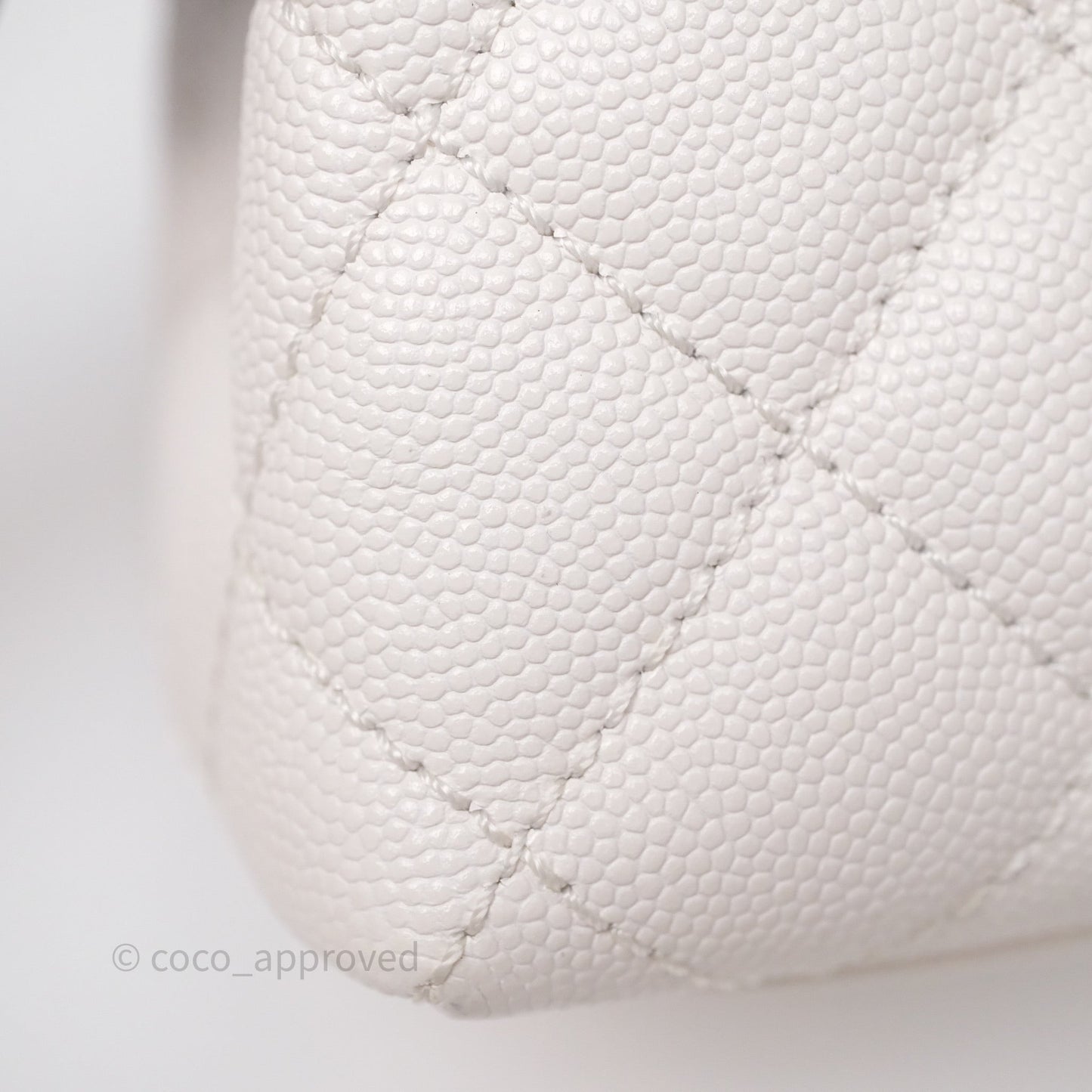 Chanel Mini Coco Handle Quilted Ivory White Caviar Gold Hardware
