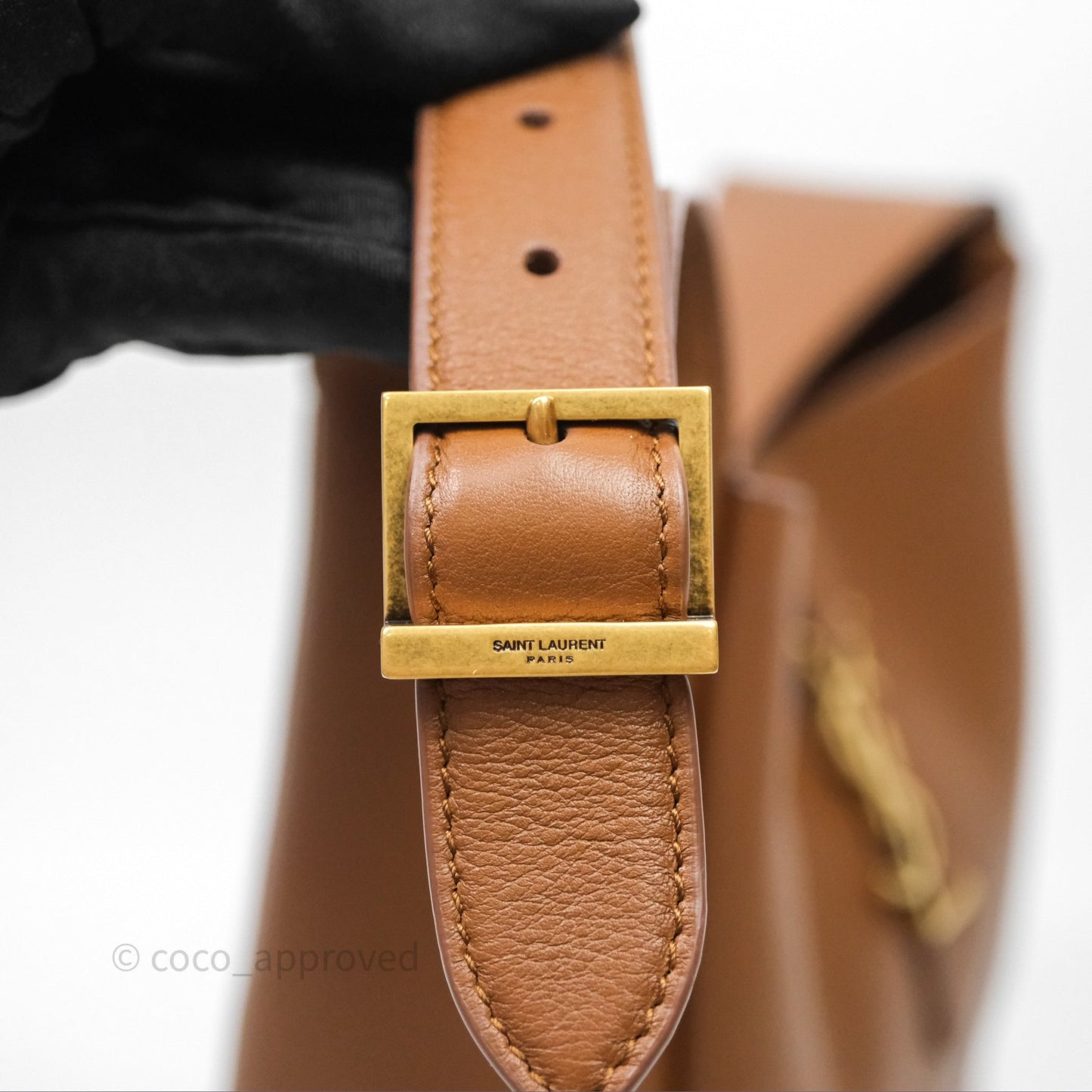 Saint Laurent LE 5 à 7 Supple Small Brown Grained Leather Gold Hardware