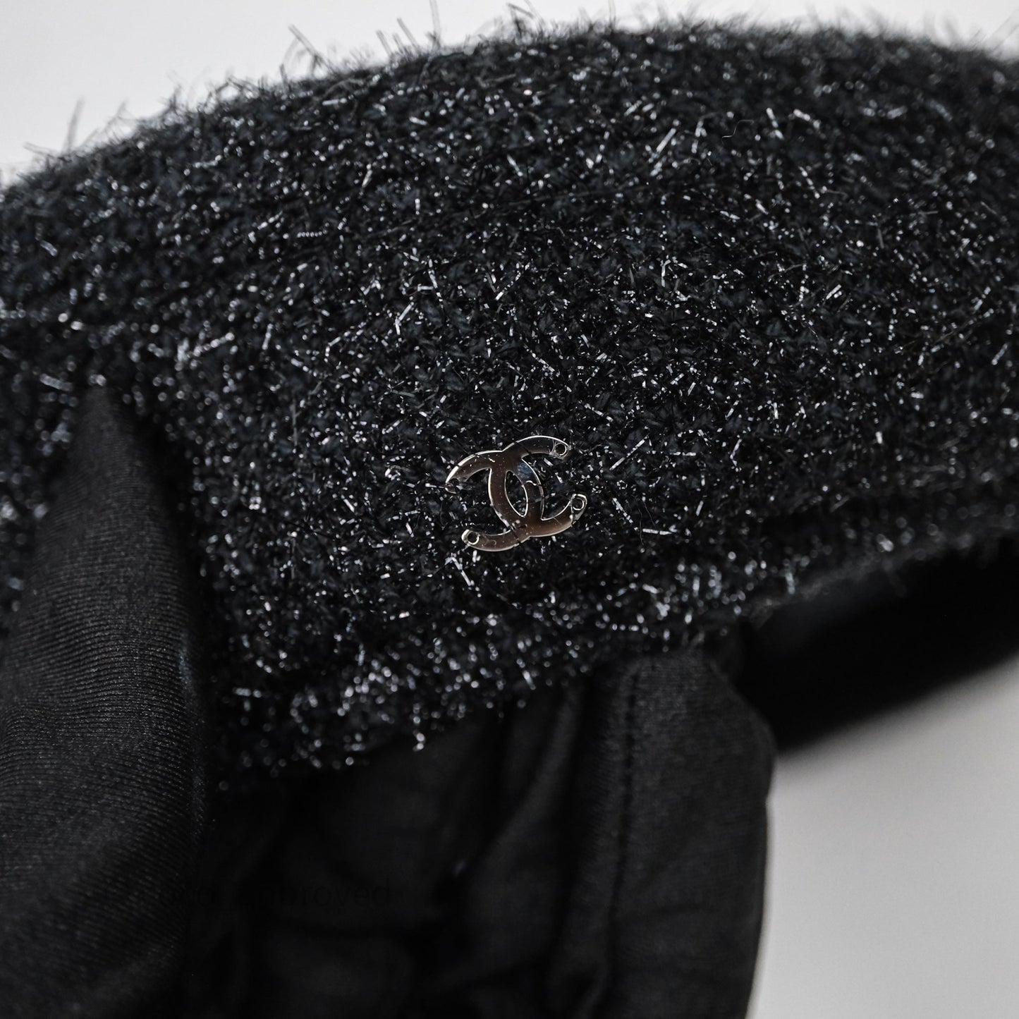 Chanel CC Black Glitter Beret