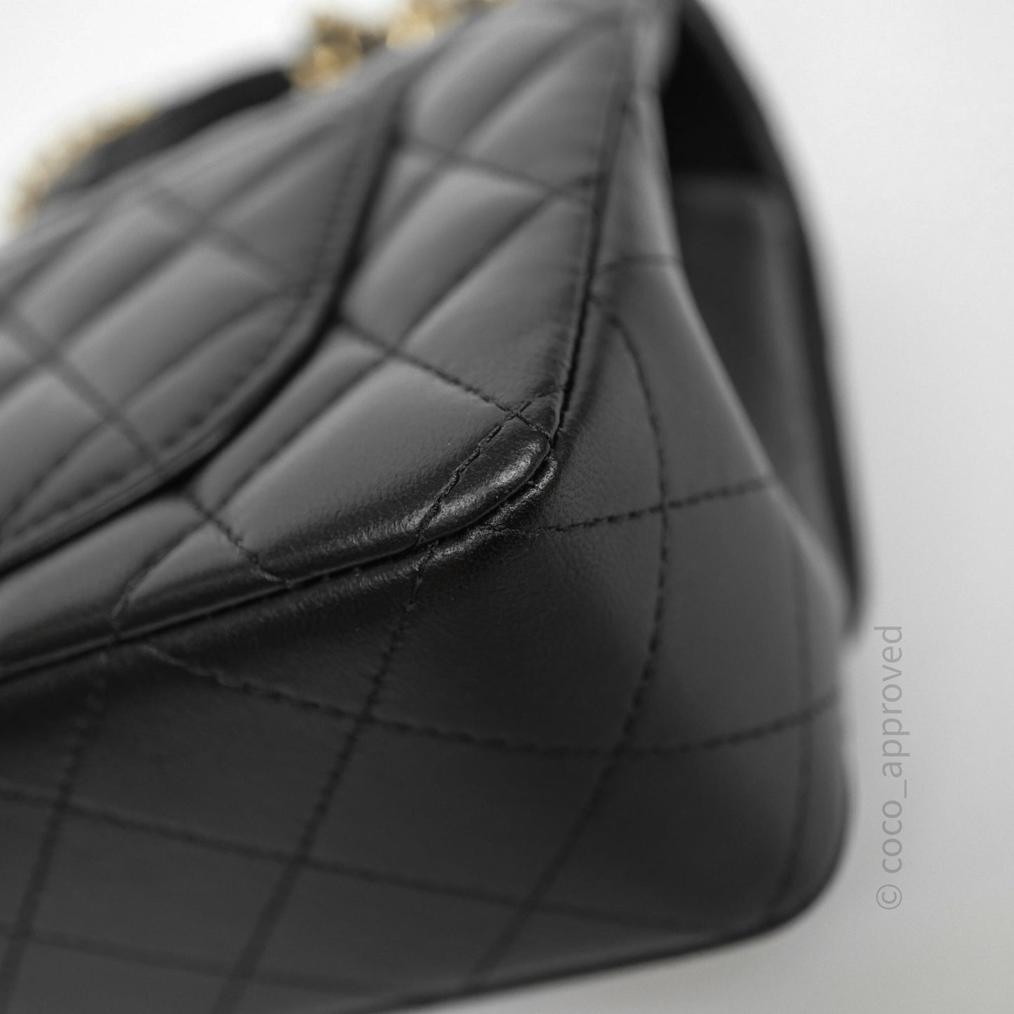 Chanel Top Handle Mini Rectangular Flap Black Lambskin Gold Hardware