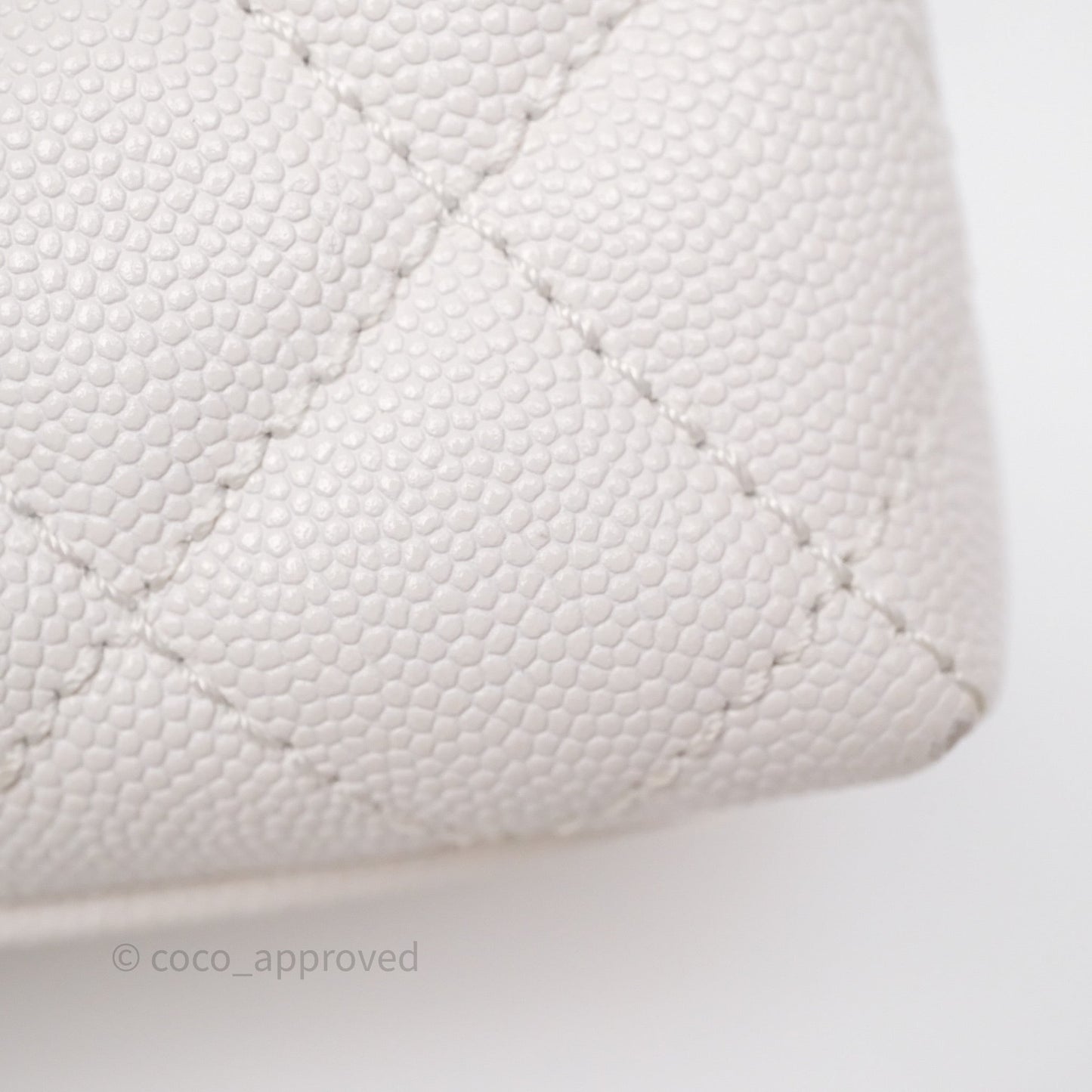 Chanel Mini Coco Handle Quilted Ivory White Caviar Gold Hardware