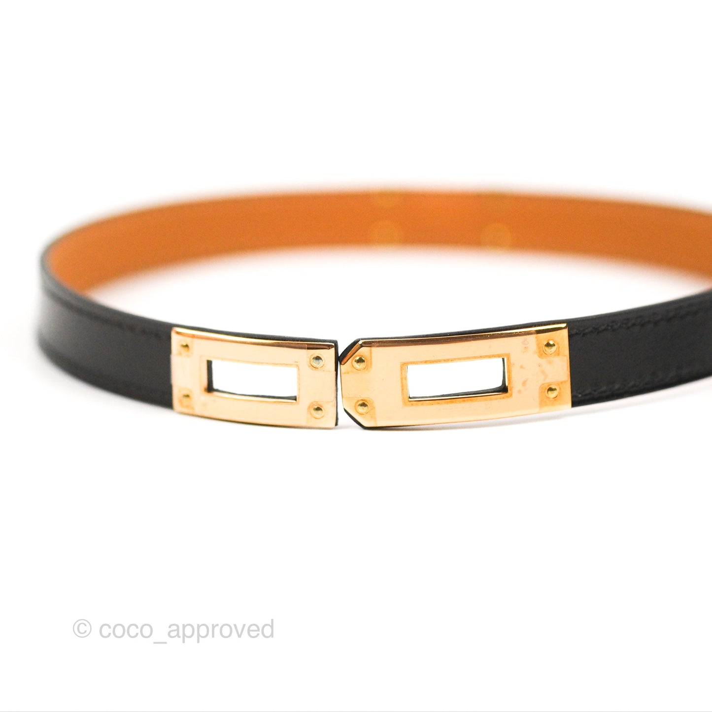 Hermès Kelly Double Tour Bracelet Black Swift Rose Gold Hardware