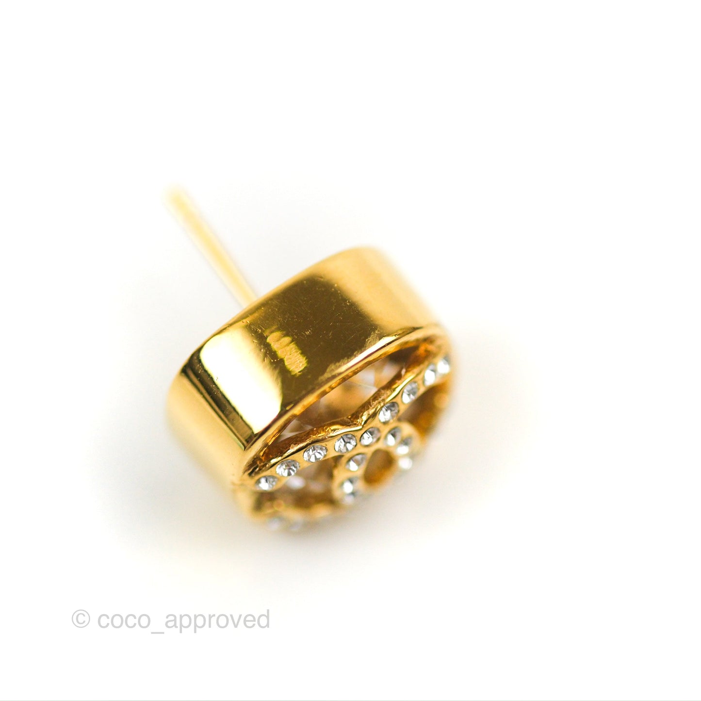 Chanel 21C Square Crystal Earrings Gold Tone