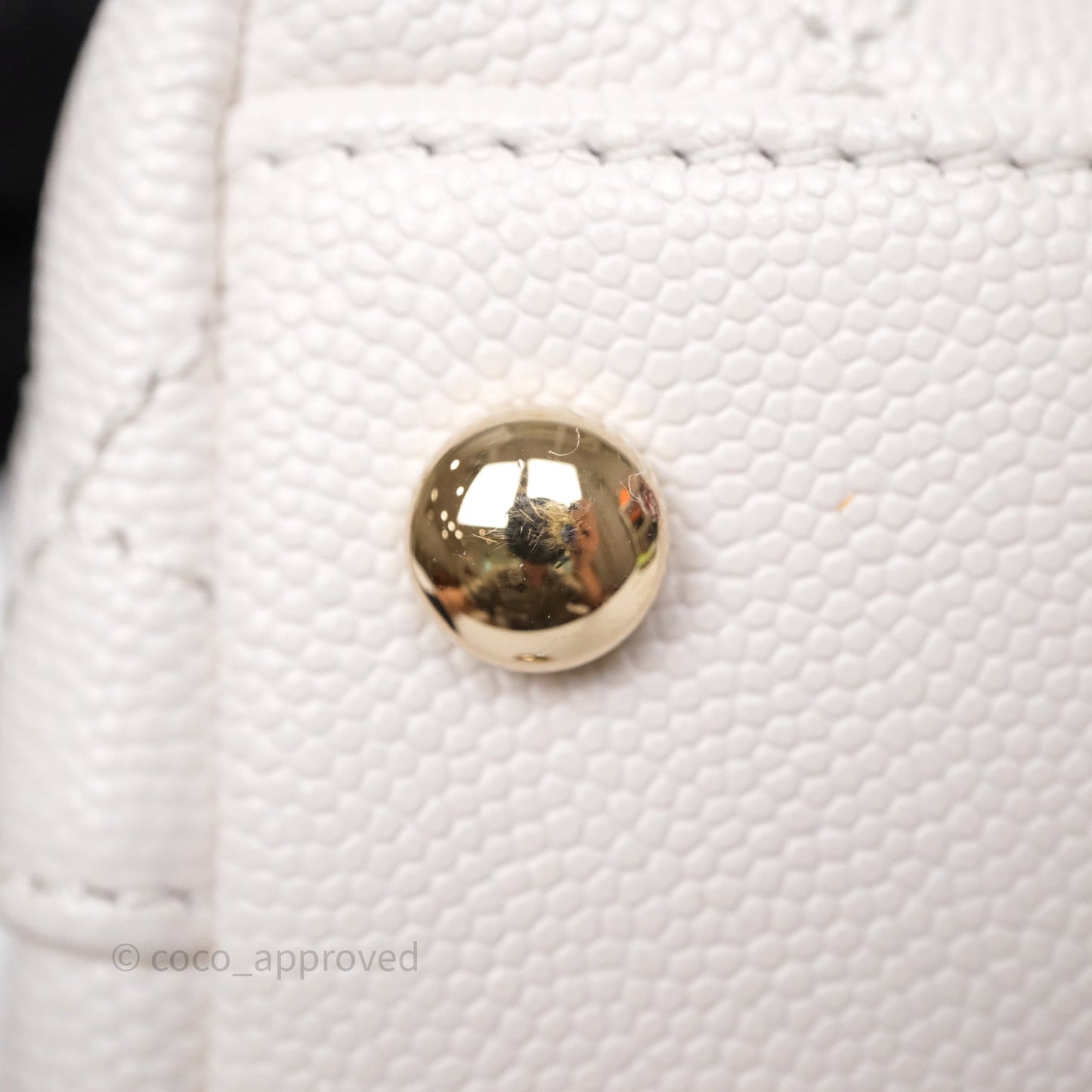 Chanel Mini Coco Handle Quilted Ivory White Caviar Gold Hardware